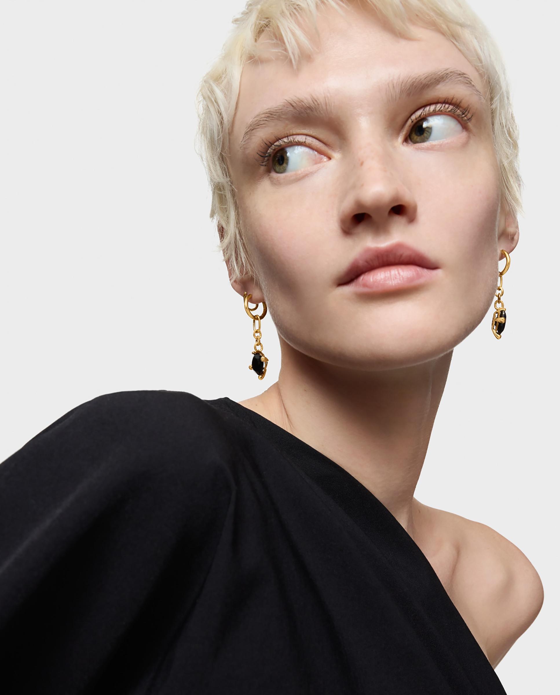 Pendientes de aro color black bañados en oro 18 kt sobre plata con ónix - Tous - Negro Negro-3