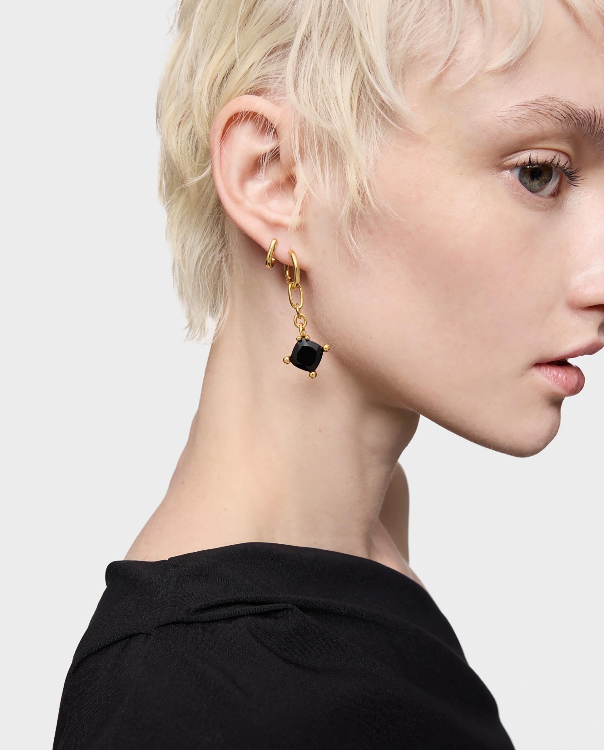 Pendientes de aro color black bañados en oro 18 kt sobre plata con ónix - Tous - Negro Negro-4