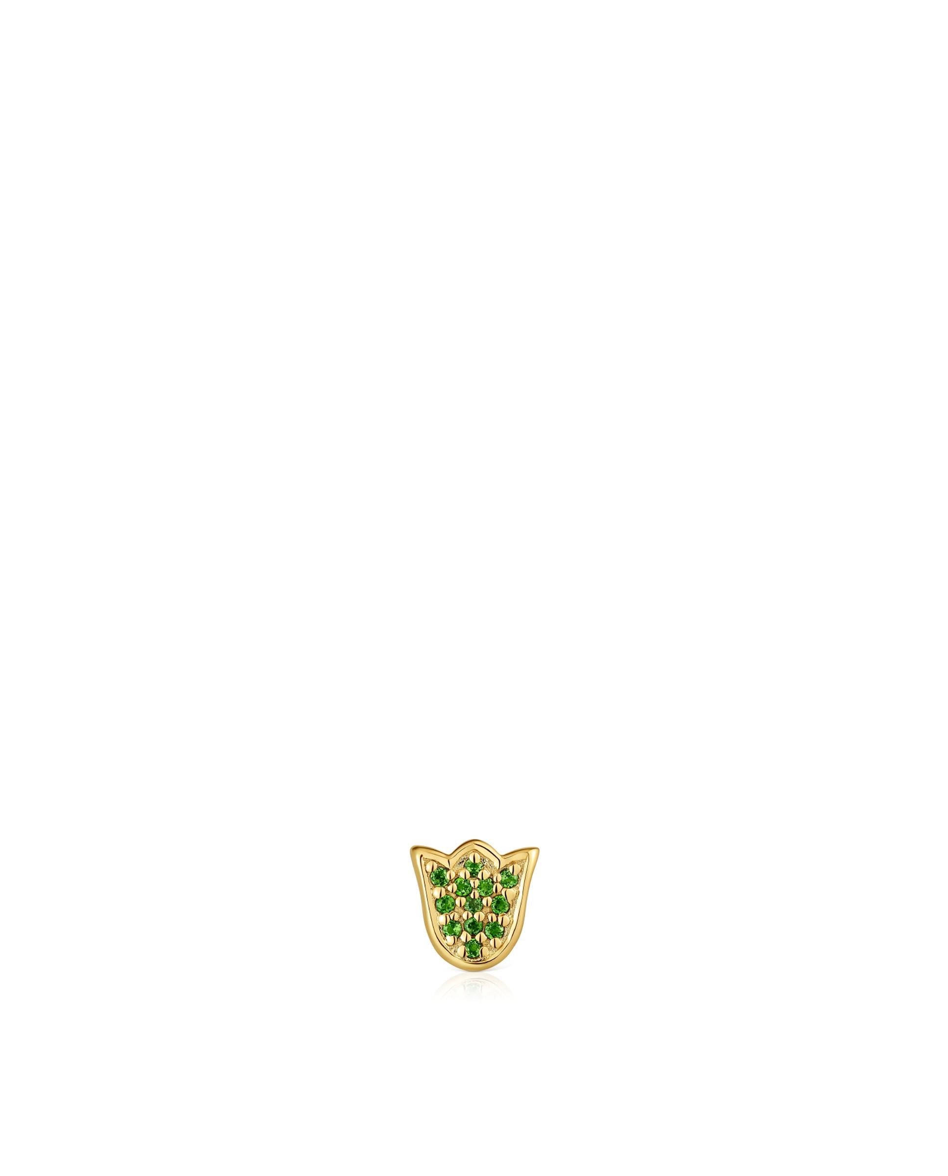Pingente Tous 1950 Tulipa Banhado em Ouro 18 kt sobre Prata e Tsavoritas Verde-1