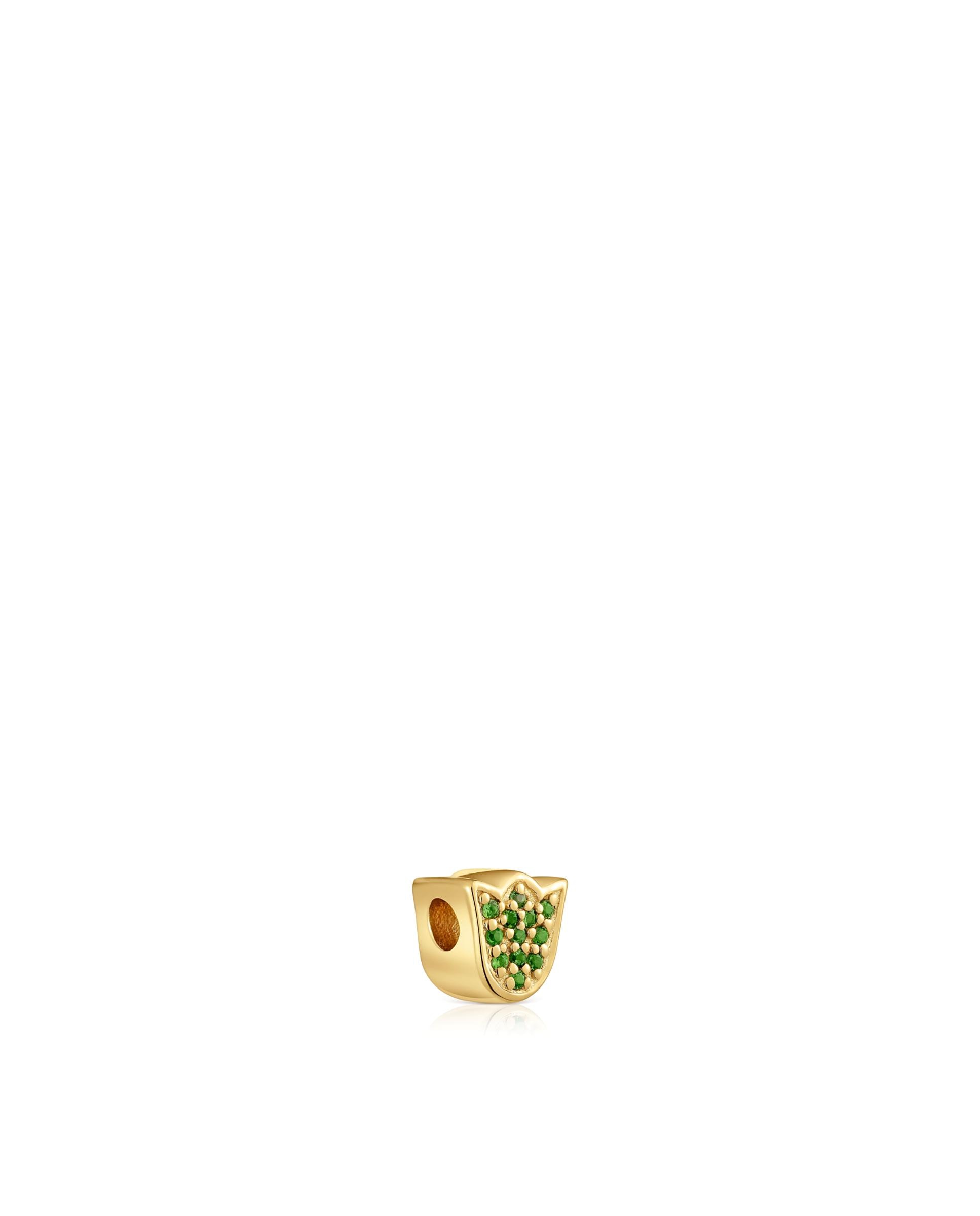 Pingente Tous 1950 Tulipa Banhado em Ouro 18 kt sobre Prata e Tsavoritas Verde-2