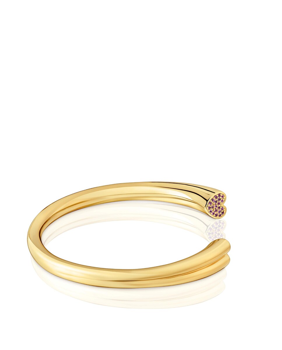 Pulsera esclava TOUS 1950 bañada en oro 18 kt sobre plata con corazón y  rodolitas 14 Rosa