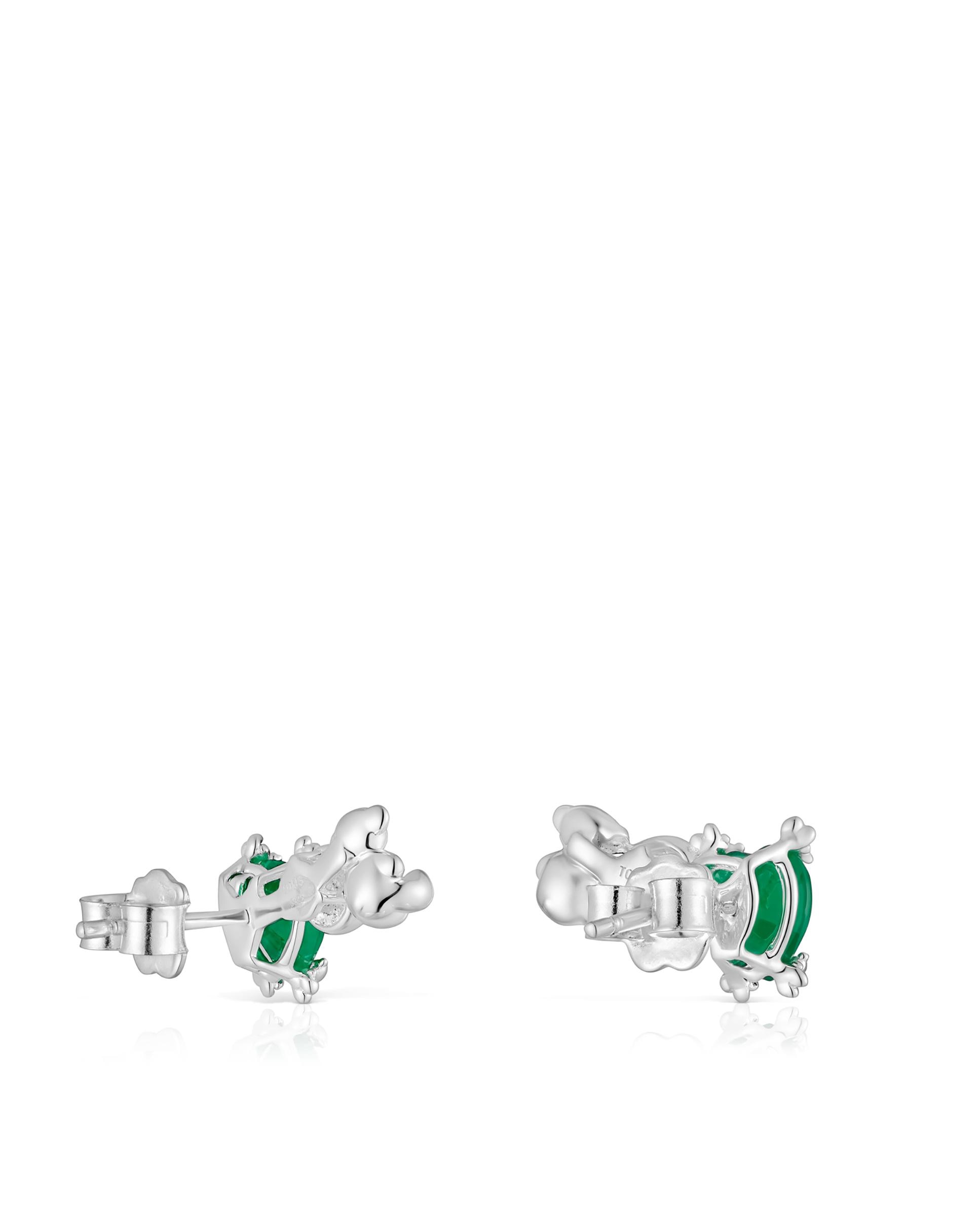 Brincos Trepador com Urso de Prata Multicolor-3