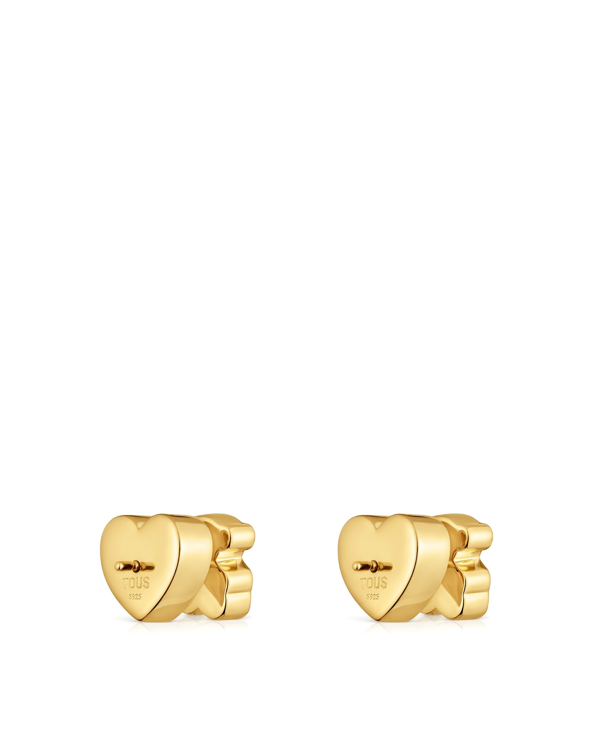 Brincos Tous 1950 Urso Banhados em Ouro 18 Kt Sobre Prata e Diamantes Branco-3