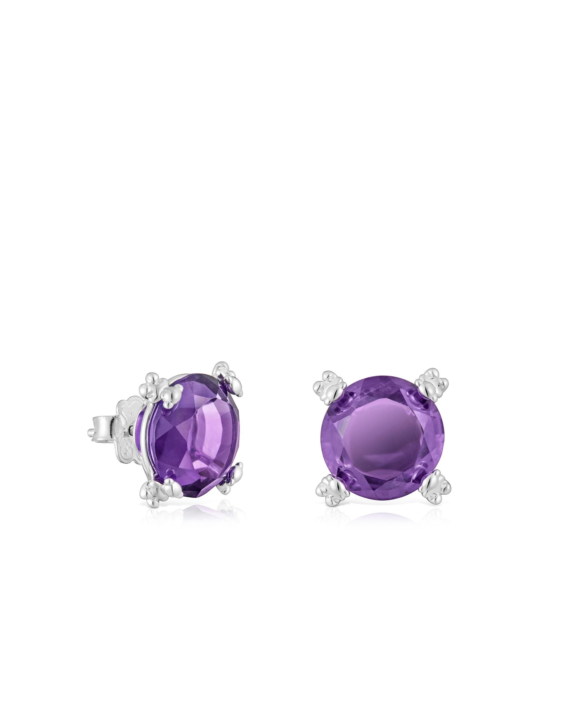 Imagem 0 de Brincos Color Pills Coração de Prata e Ametista