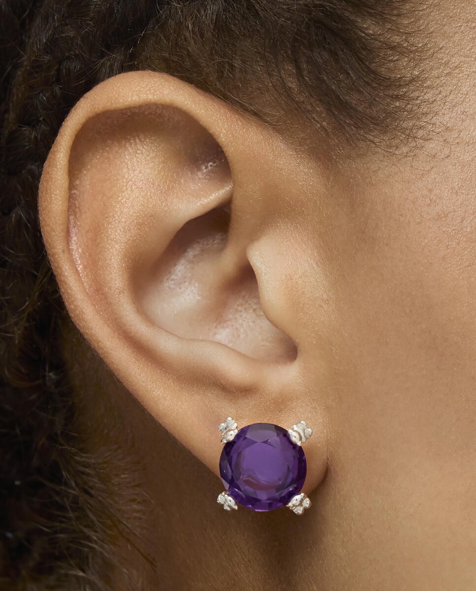 Aretes Plata Amatista Tous Pendientes Color Pills Corazón De Plata