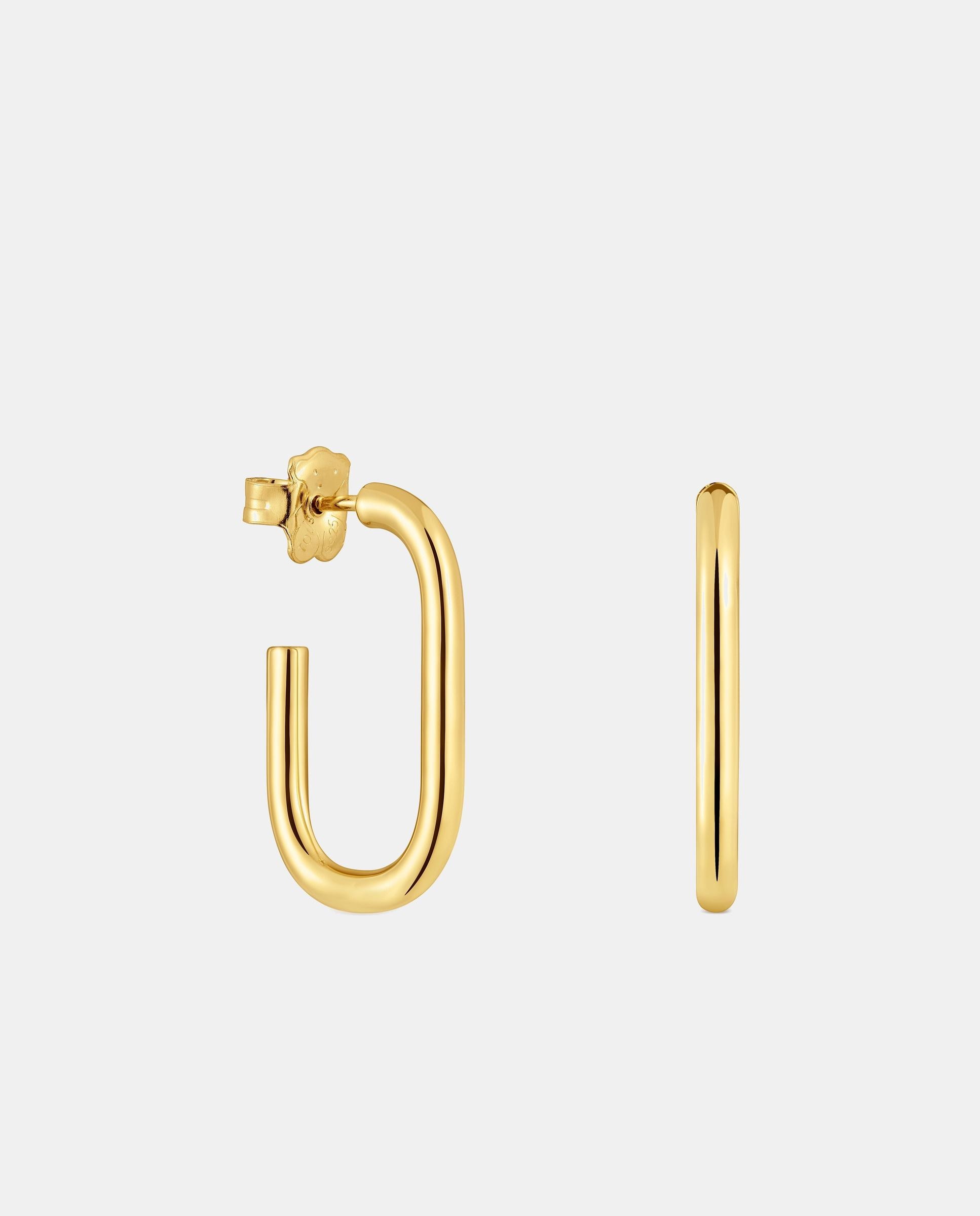 Pendientes de aro básicos largos bañados en oro 18 kt sobre plata - Tous - Dorado Dorado-1