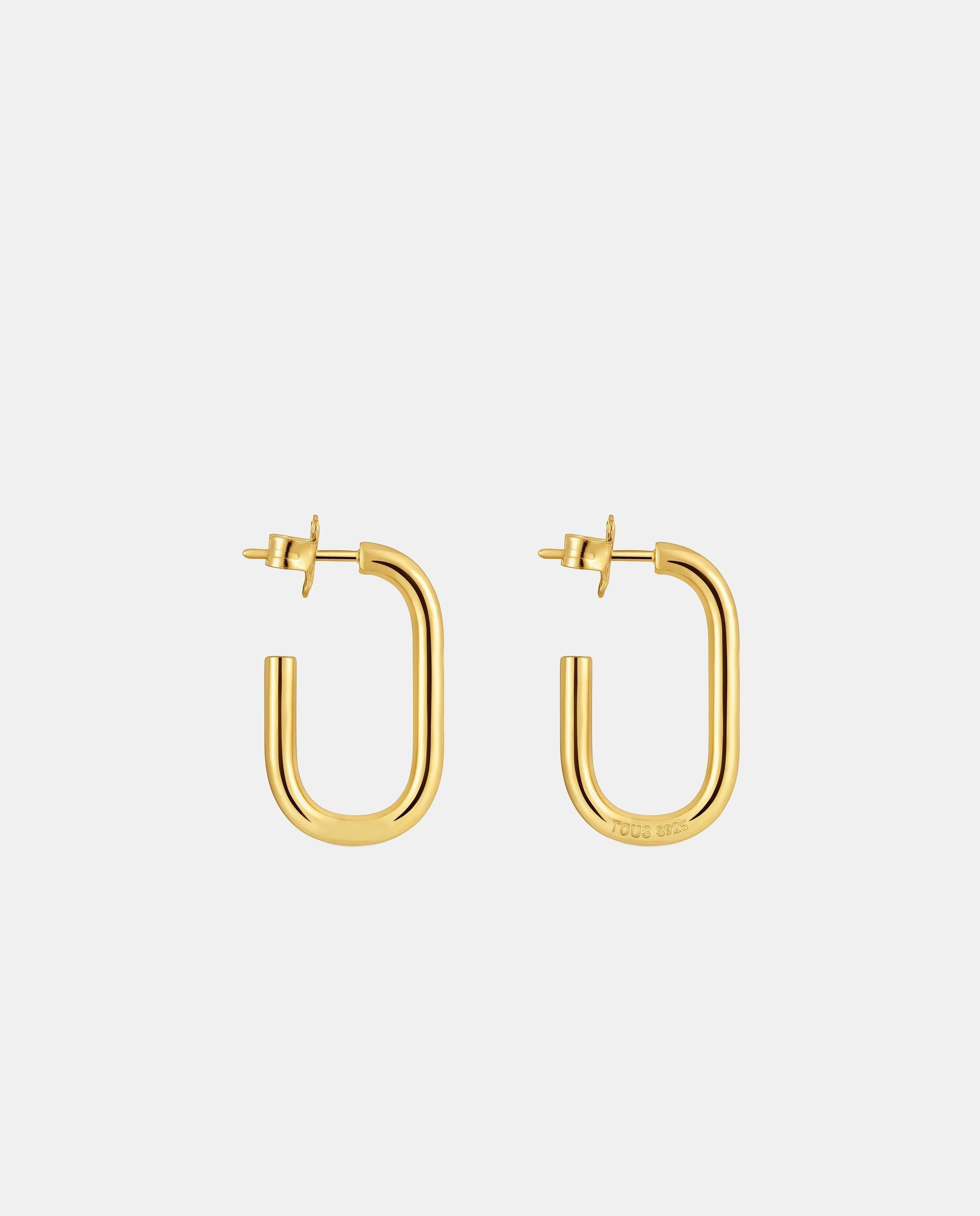 Pendientes de aro básicos largos bañados en oro 18 kt sobre plata - Tous - Dorado Dorado-2
