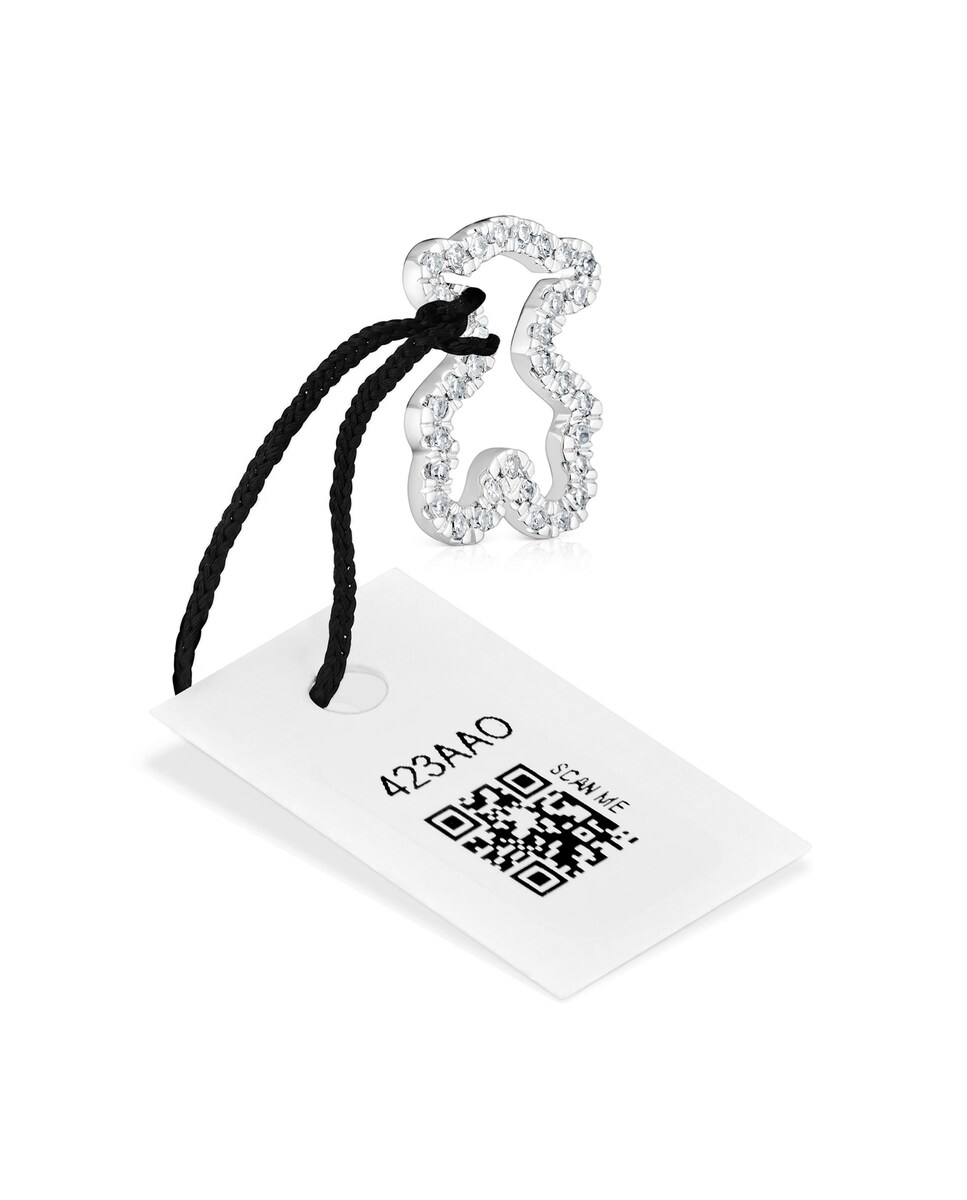 Colgante Icon Gems oso de oro blanco con diamantes Blanco-4