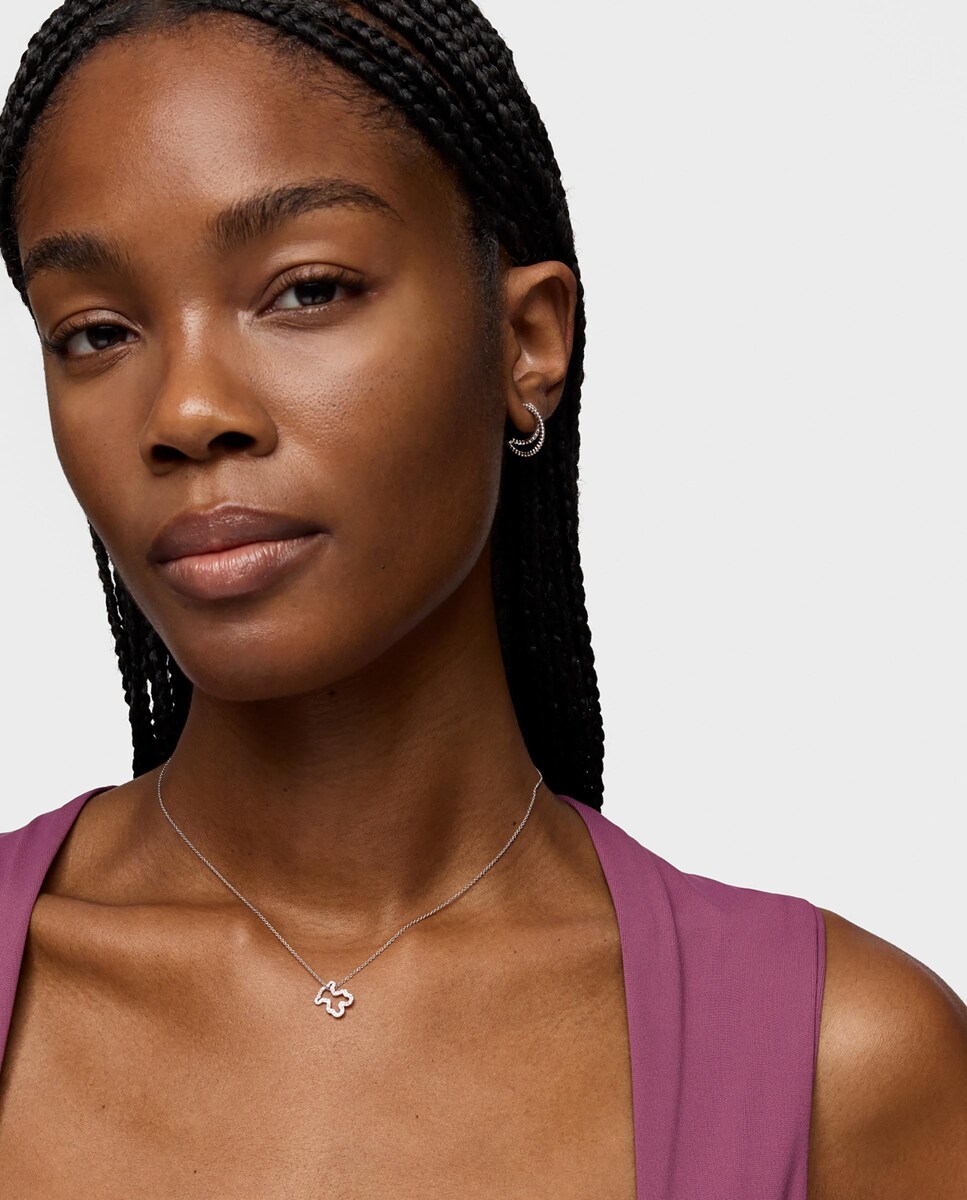 Colgante Icon Gems oso de oro blanco con diamantes Blanco-6