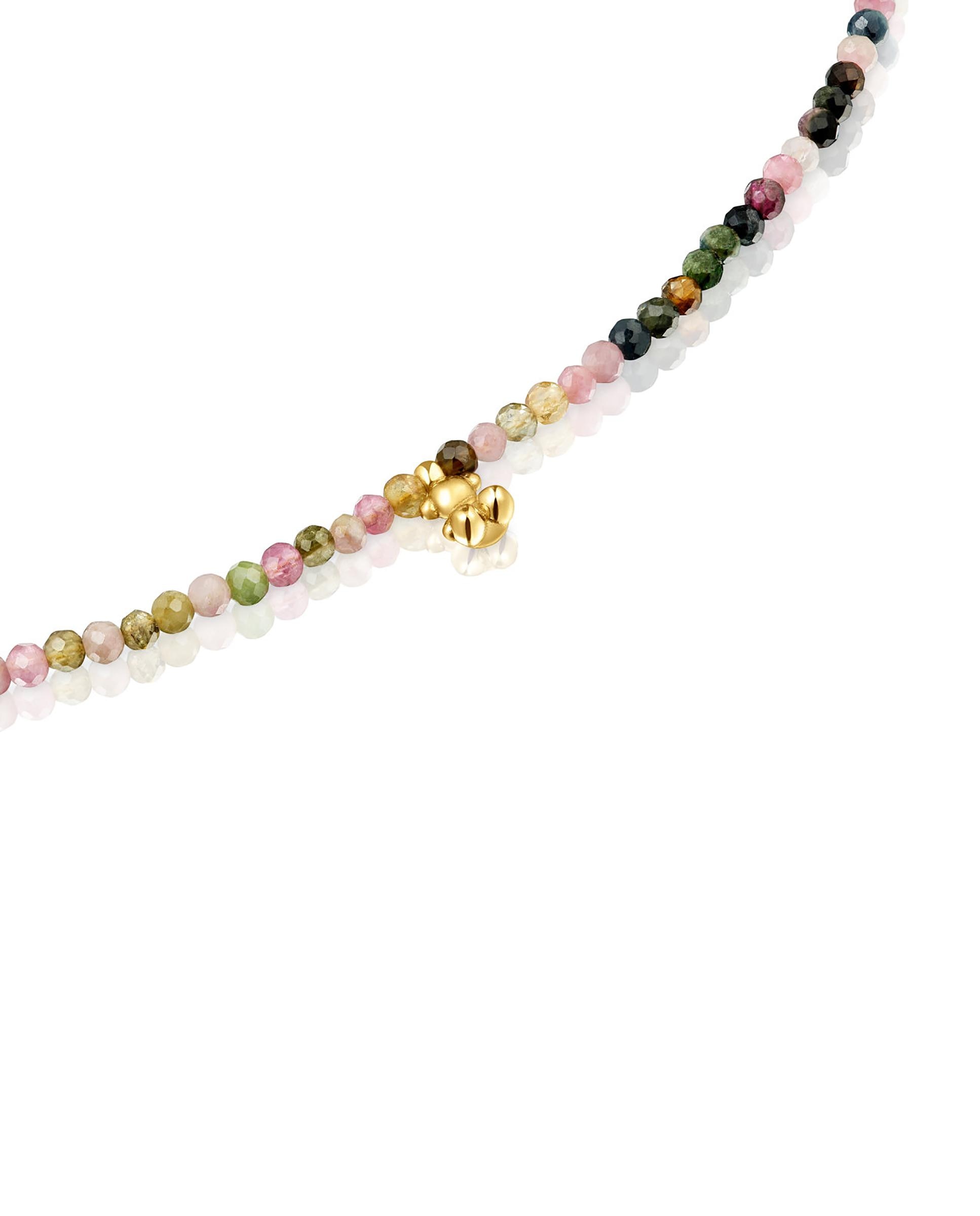 Colar Bold Bear Curto Banhado a Ouro 18 Kt Sobre Prata e Turmalinas Multicolor-2