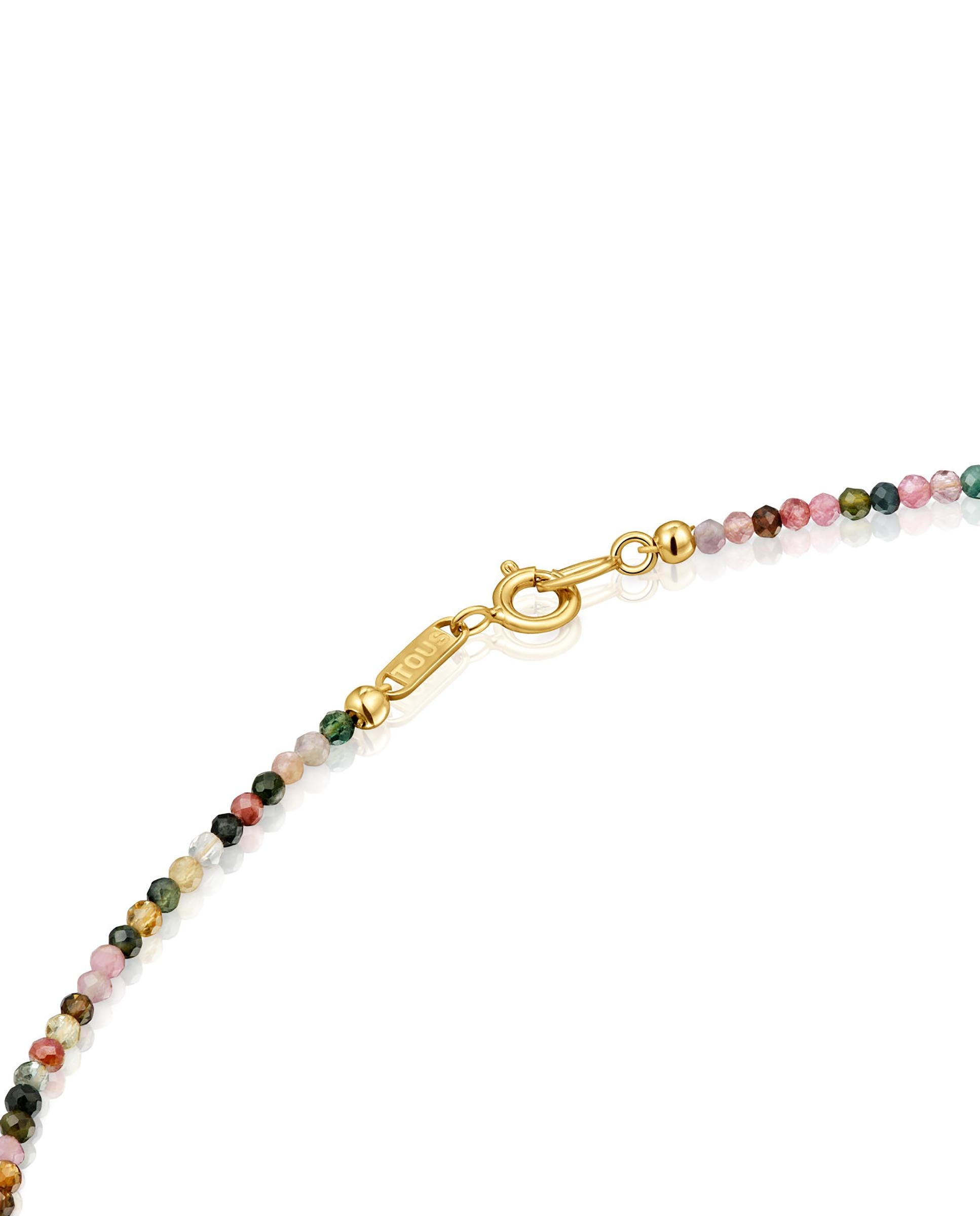 Colar Bold Bear Curto Banhado a Ouro 18 Kt Sobre Prata e Turmalinas Multicolor-3
