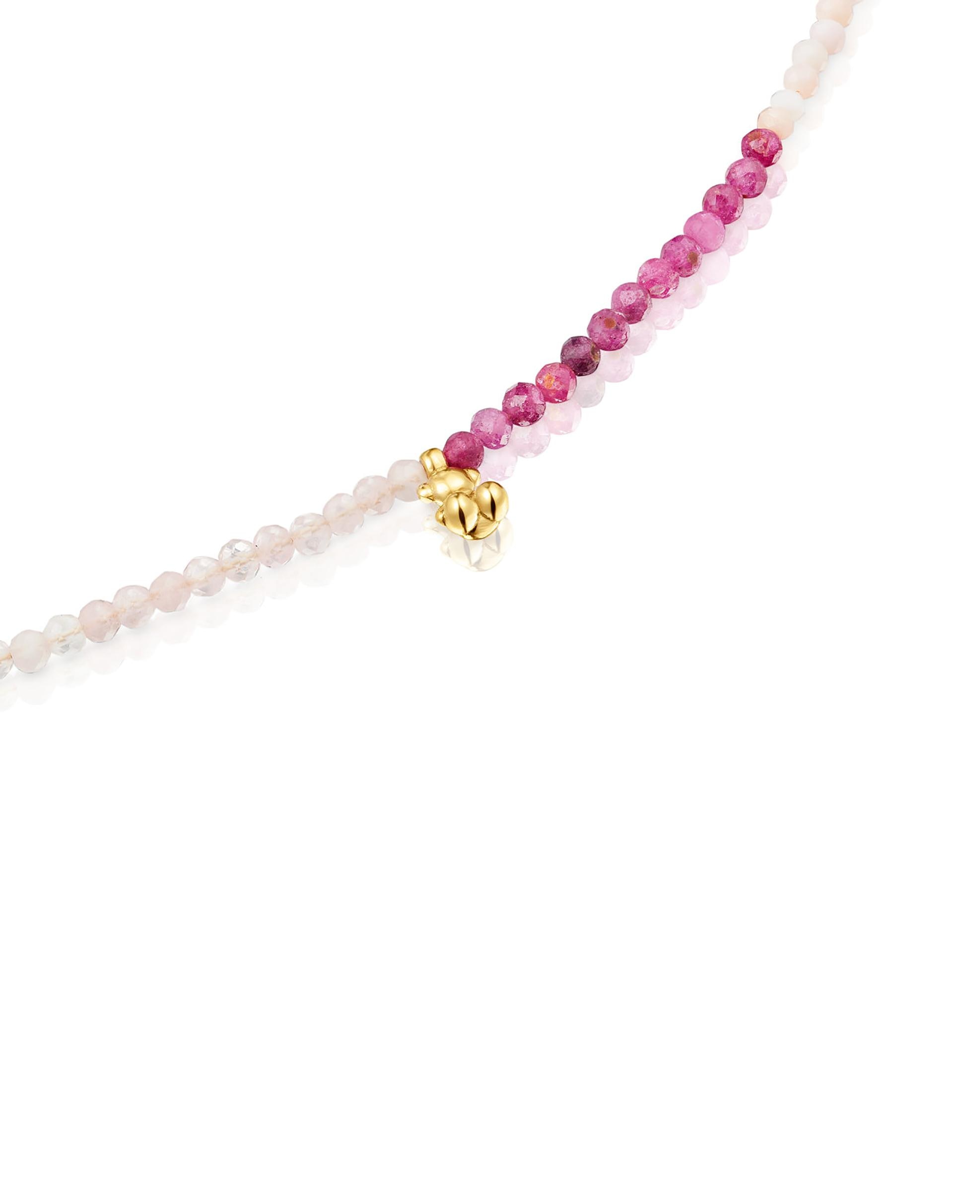Colar Bold Bear Curto Banhado a Ouro 18 Kt Sobre Prata e Turmalinas Multicolor-2