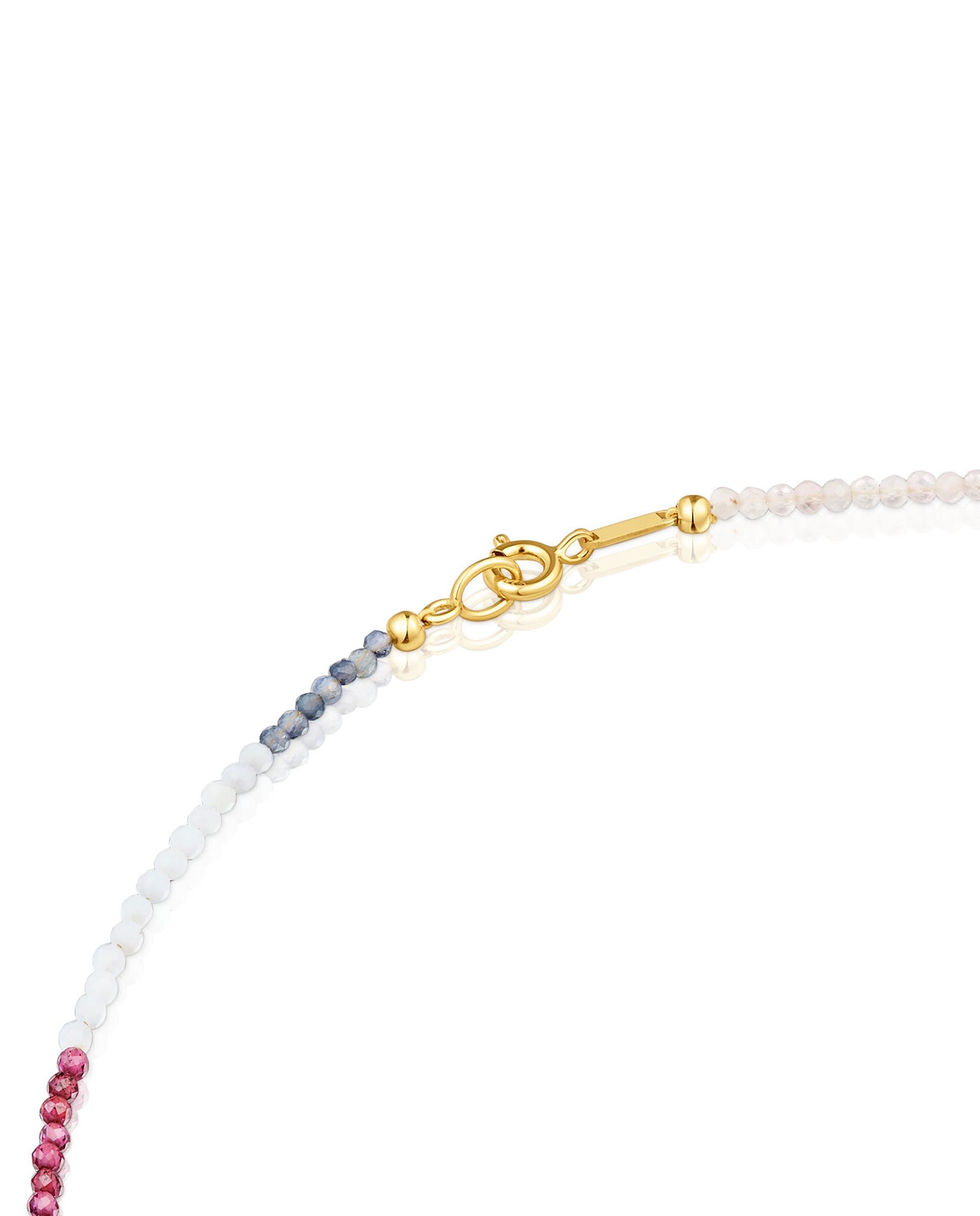 Colar Bold Bear Curto Banhado a Ouro 18 Kt Sobre Prata e Turmalinas Multicolor-3