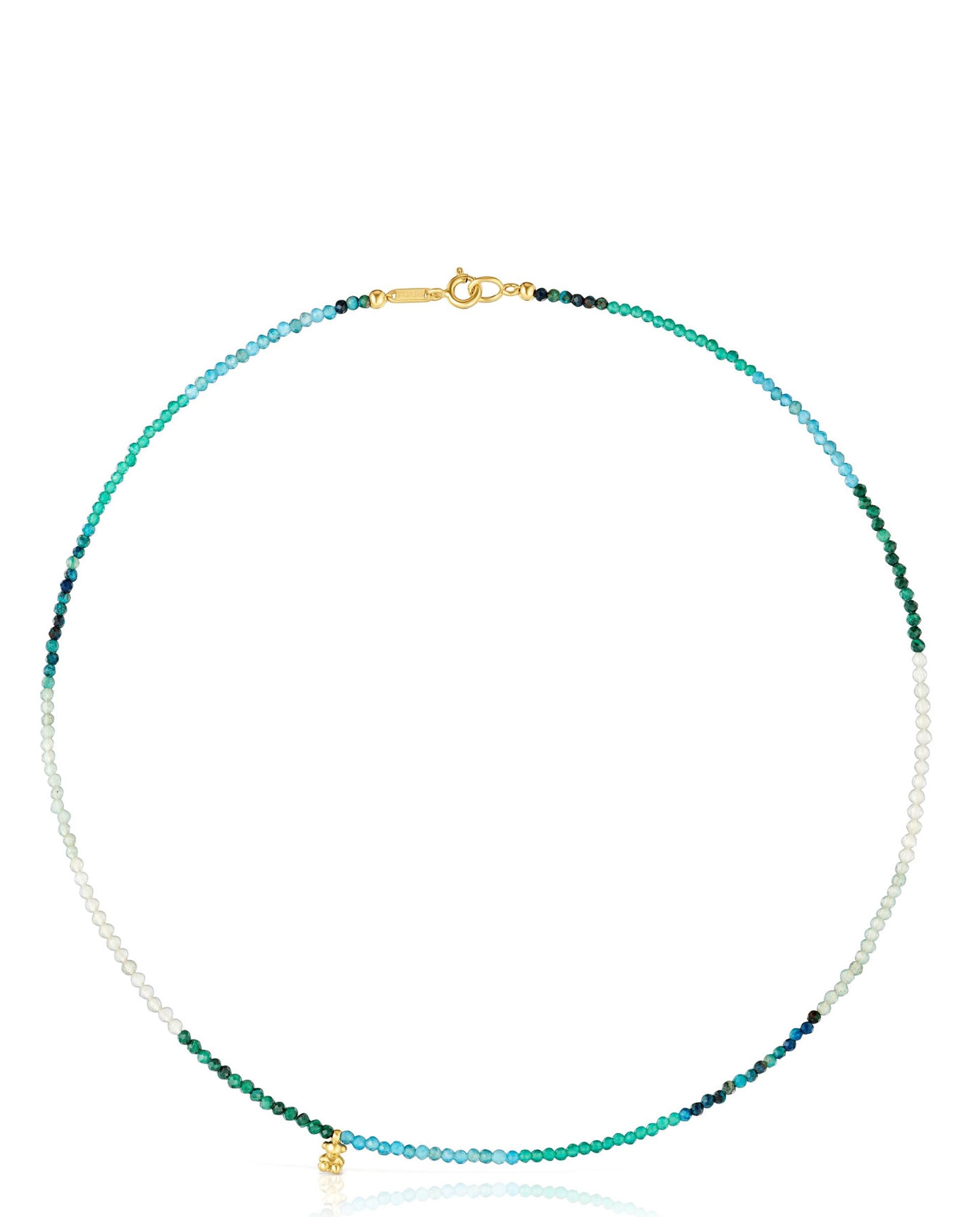 Colar Bold Bear Curto Banhado a Ouro 18 Kt Sobre Prata e Turmalinas Multicolor-1