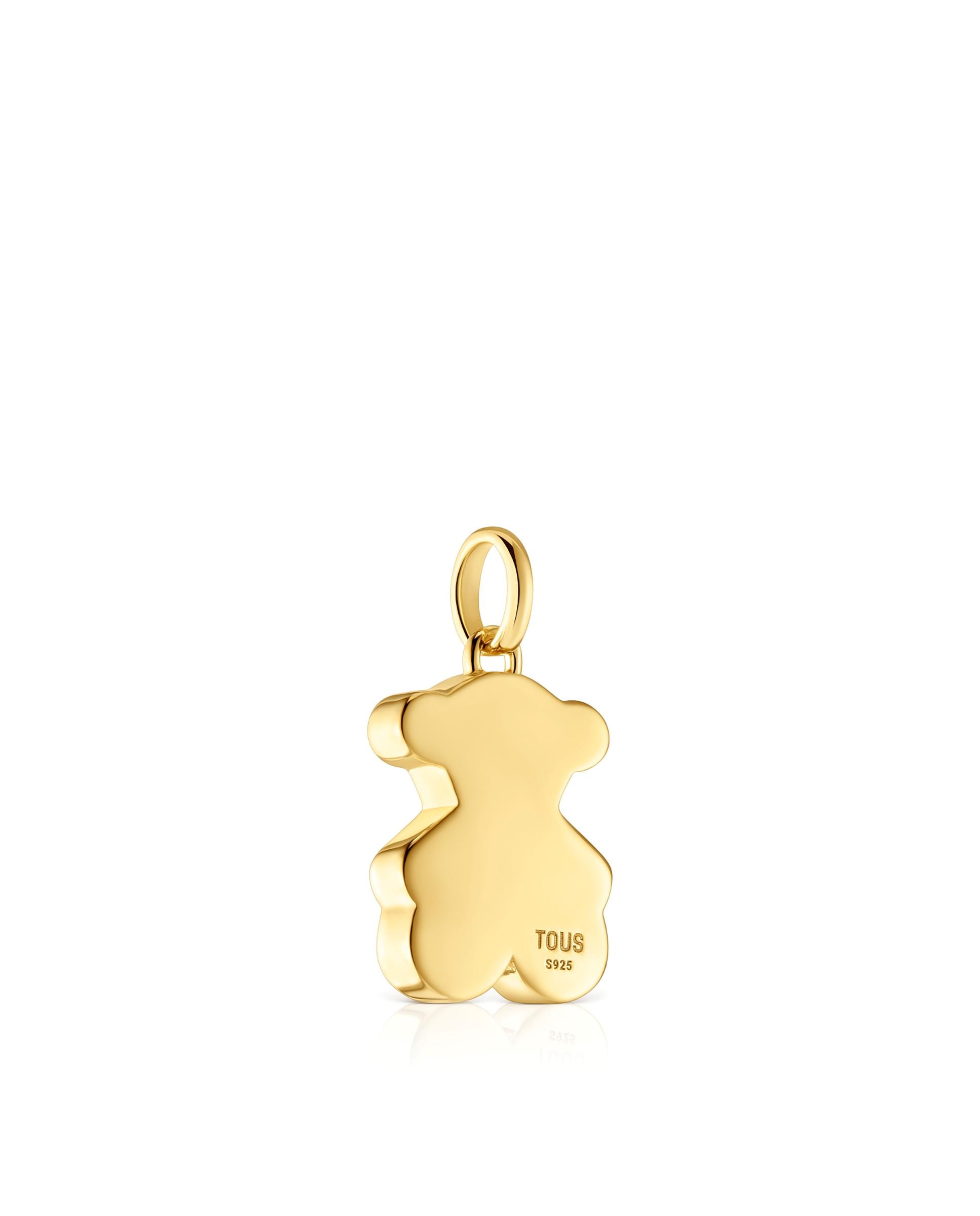 Pendente Sweet Dolls Pequeno com Urso Banhado em Ouro 18 Kt Sobre Prata Dourado-3
