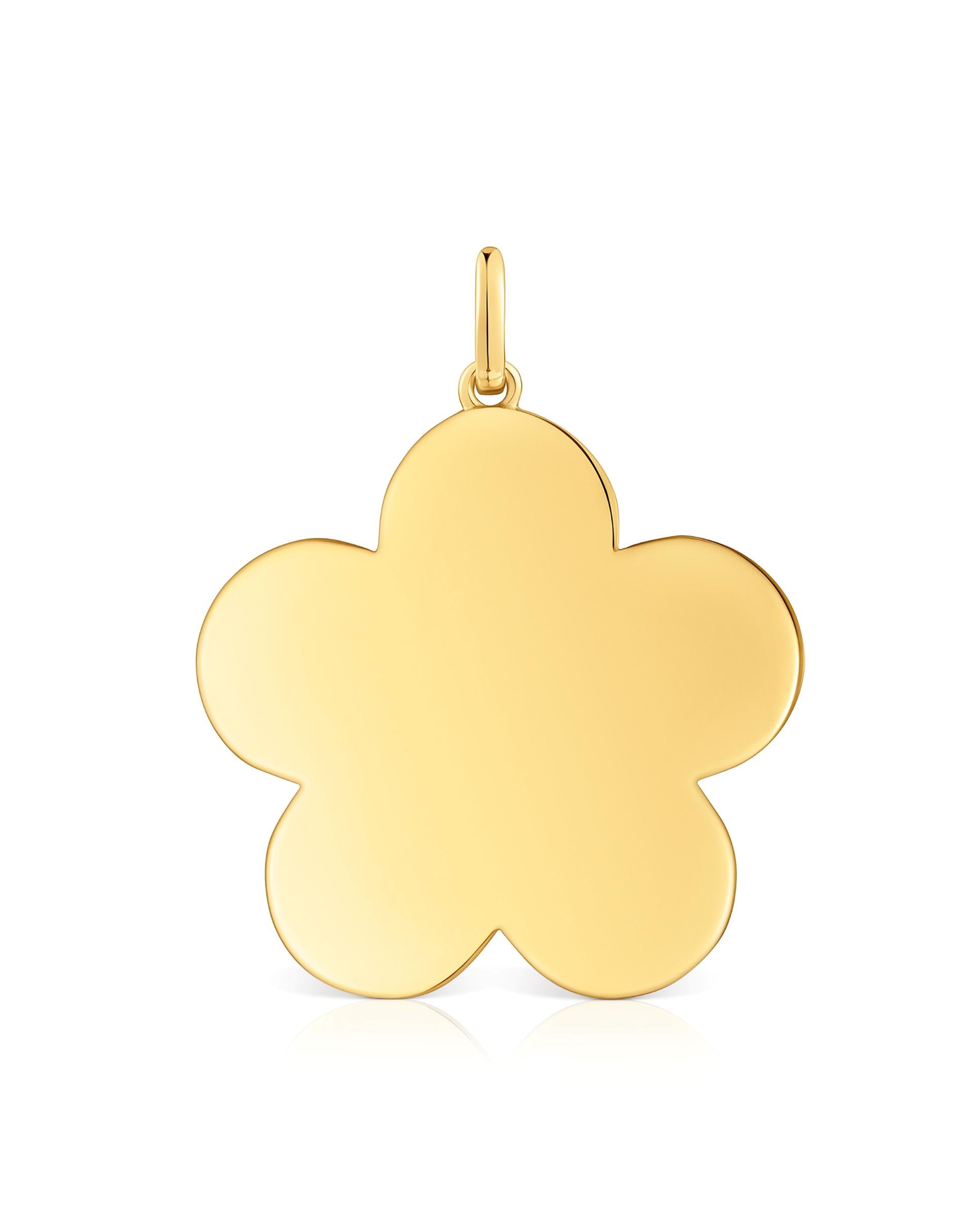 Pendente Sweet Dolls Médio com Flor Banhado em Ouro 18 Kt Sobre Prata Dourado-1