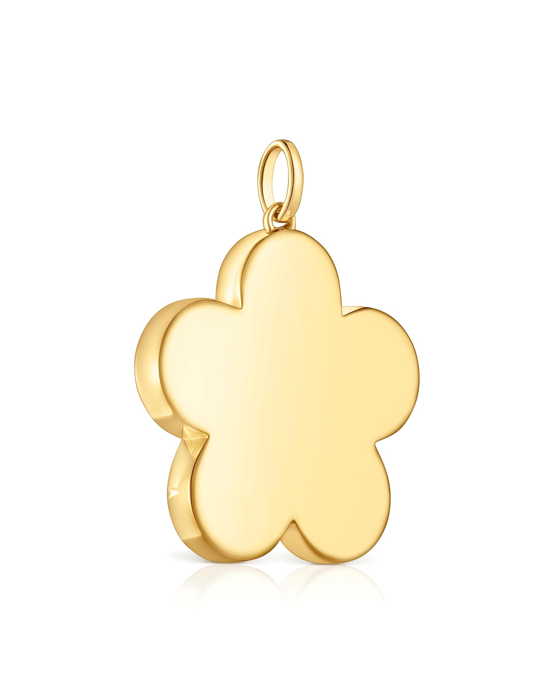 Pendente Sweet Dolls Médio com Flor Banhado em Ouro 18 Kt Sobre Prata Dourado-2