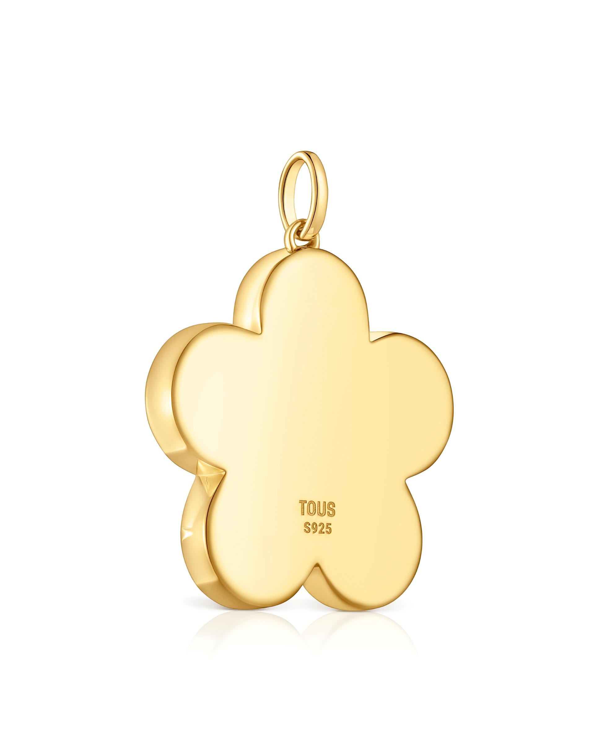 Pendente Sweet Dolls Médio com Flor Banhado em Ouro 18 Kt Sobre Prata Dourado-3