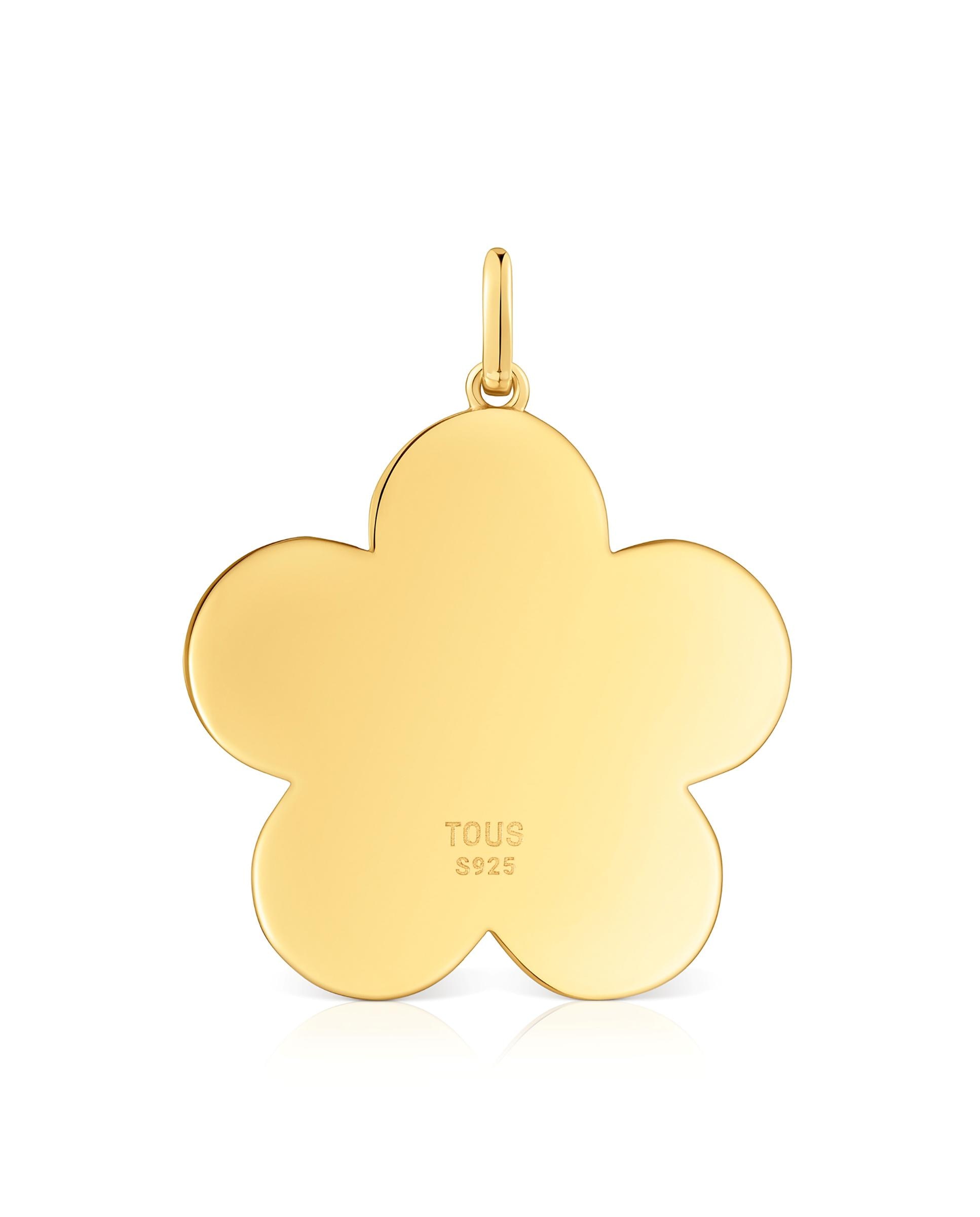 Pendente Sweet Dolls Médio com Flor Banhado em Ouro 18 Kt Sobre Prata Dourado-4
