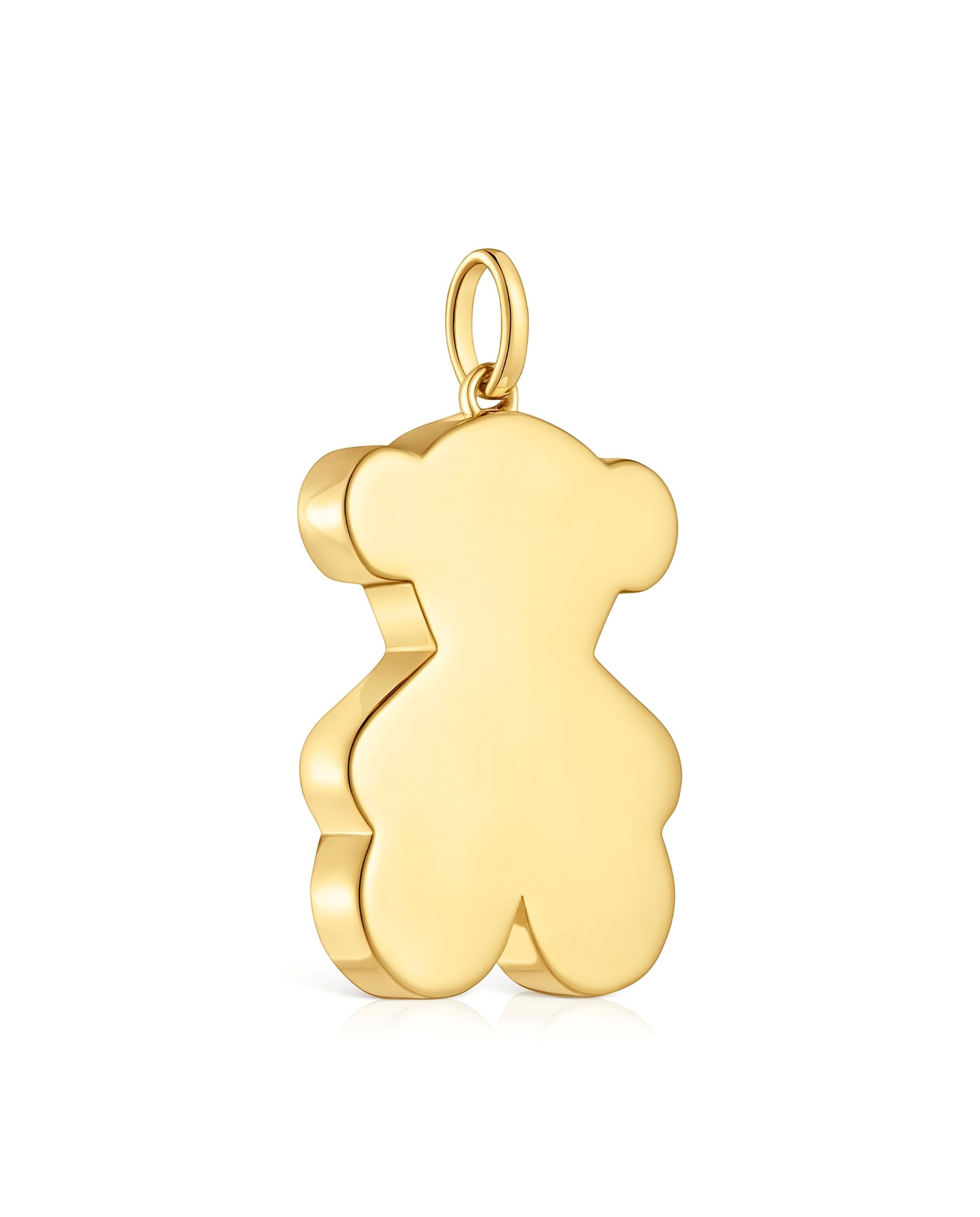 Pendente Sweet Dolls Médio com Urso Banhado em Ouro 18 Kt Sobre Prata Dourado-2