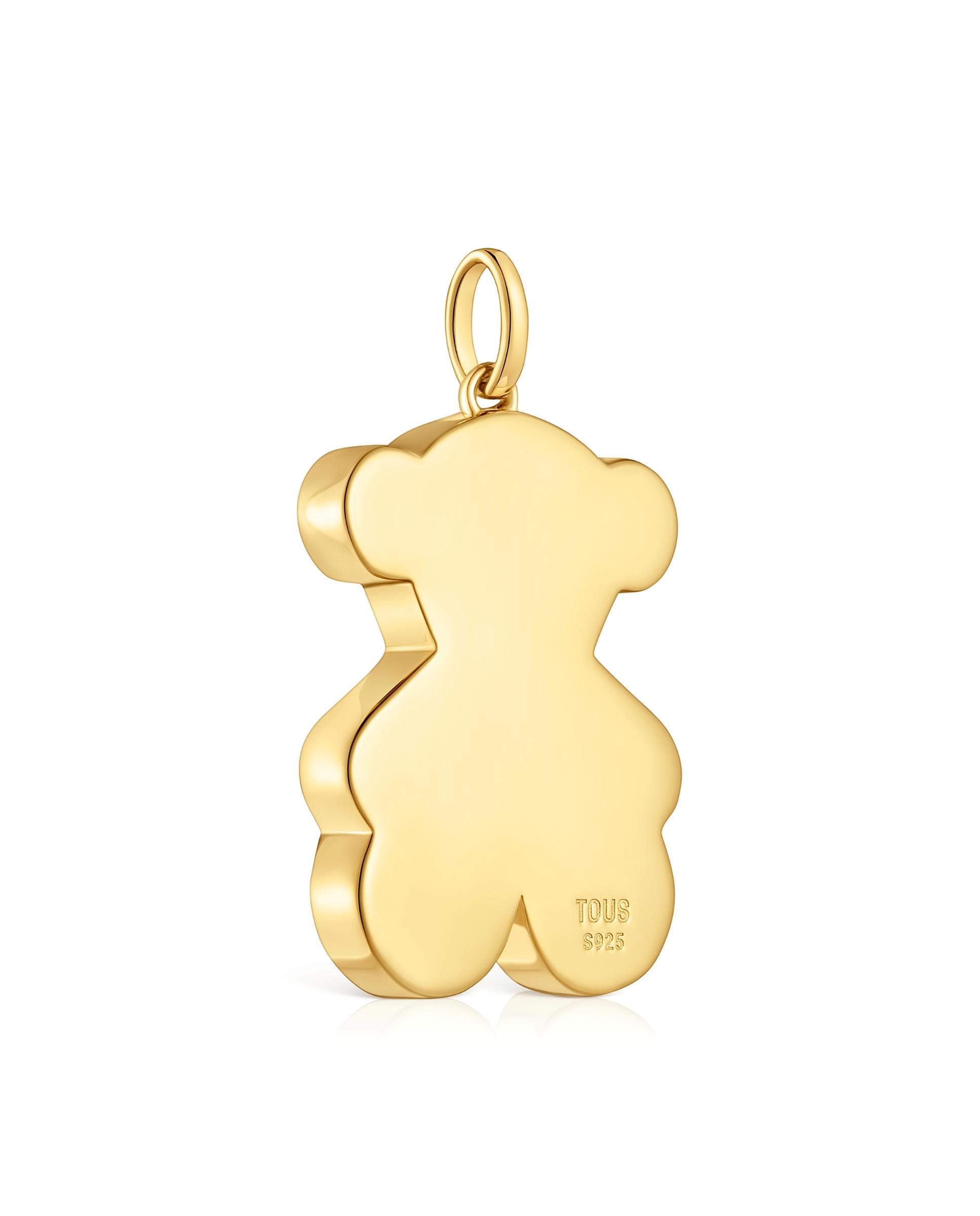 Pendente Sweet Dolls Médio com Urso Banhado em Ouro 18 Kt Sobre Prata Dourado-3