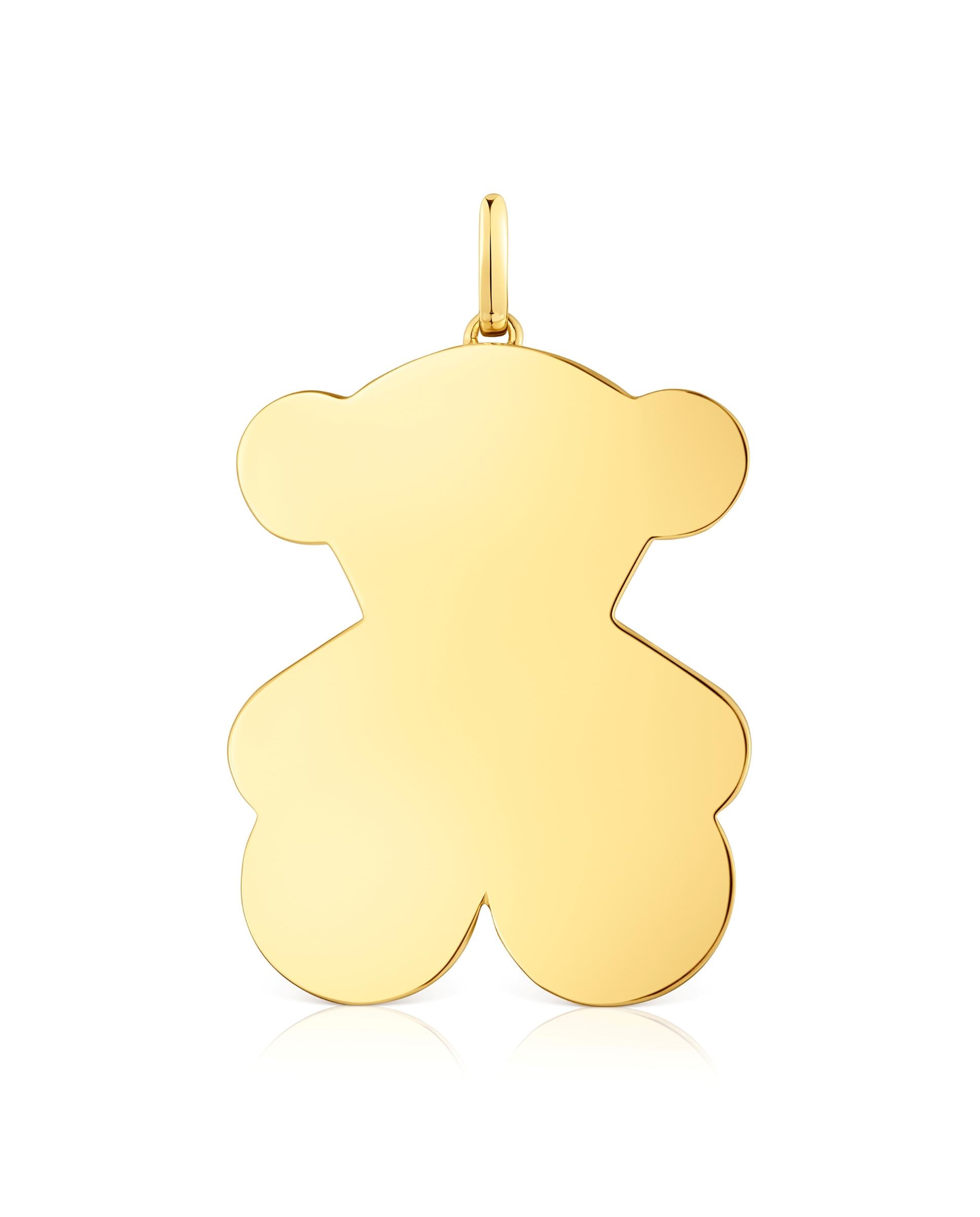 Pendente Sweet Dolls Grande com Urso Banhado em Ouro 18 Kt Sobre Prata Dourado-1