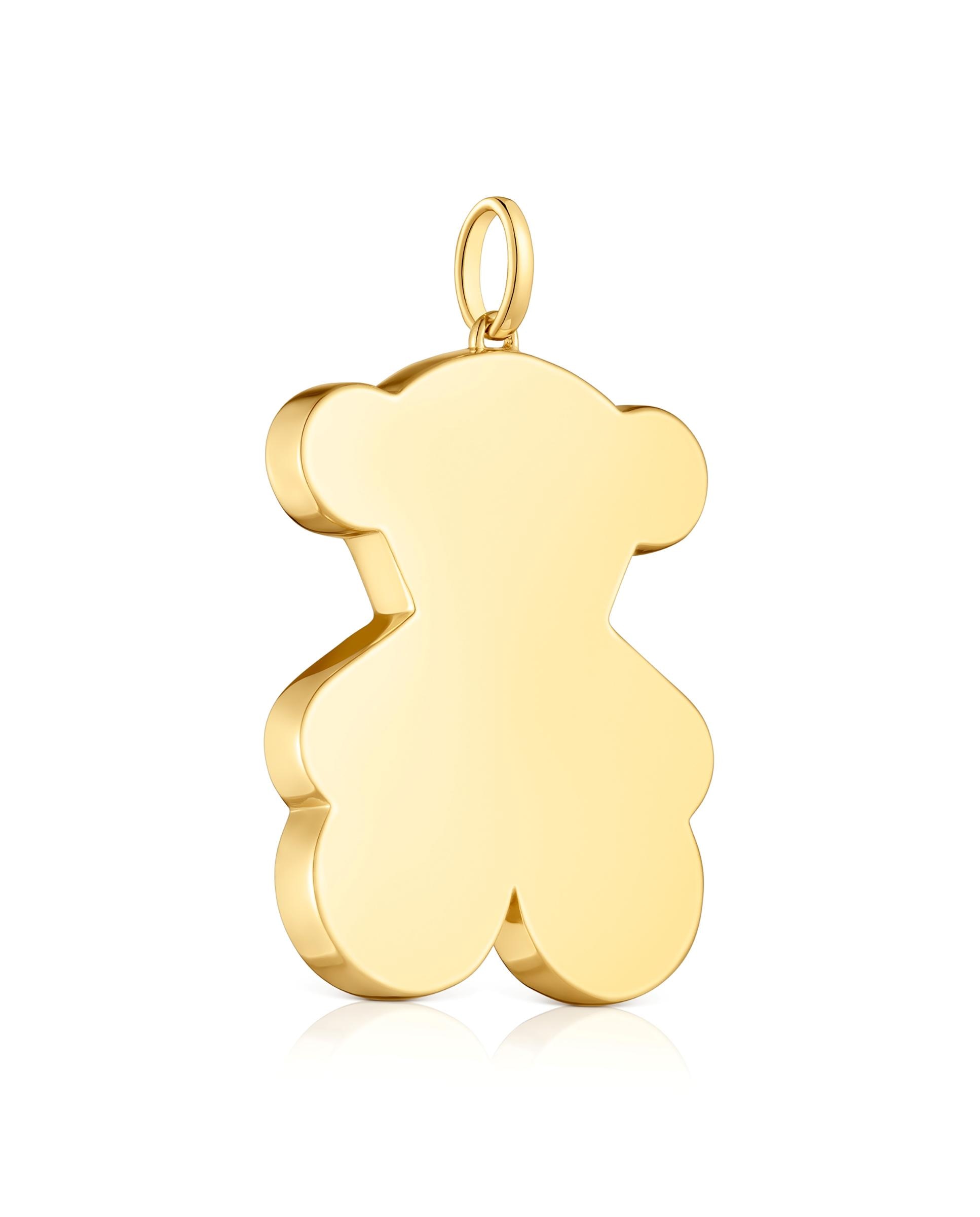 Pendente Sweet Dolls Grande com Urso Banhado em Ouro 18 Kt Sobre Prata Dourado-2