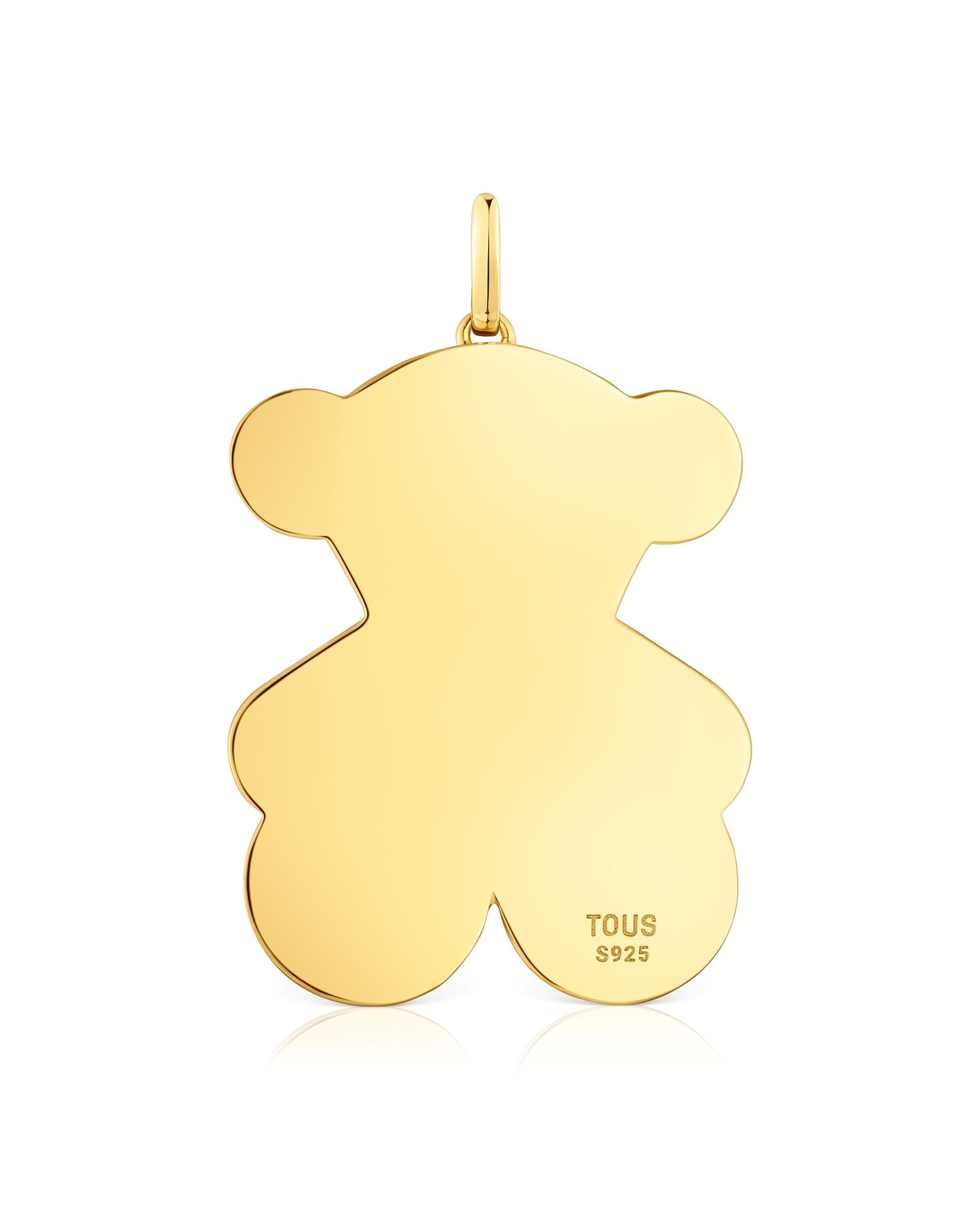Pendente Sweet Dolls Grande com Urso Banhado em Ouro 18 Kt Sobre Prata Dourado-4
