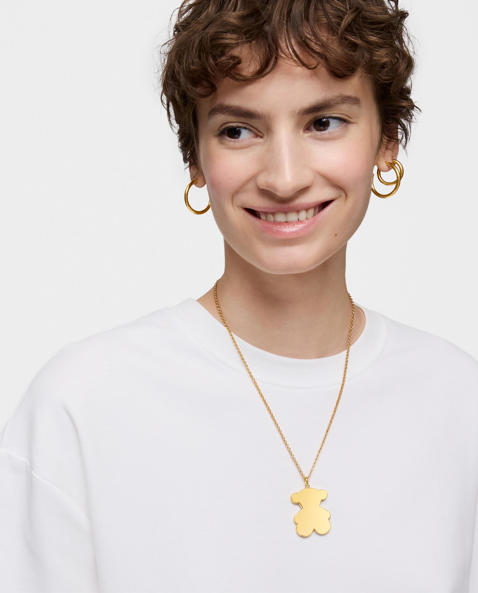Pendente Sweet Dolls Grande com Urso Banhado em Ouro 18 Kt Sobre Prata Dourado-5