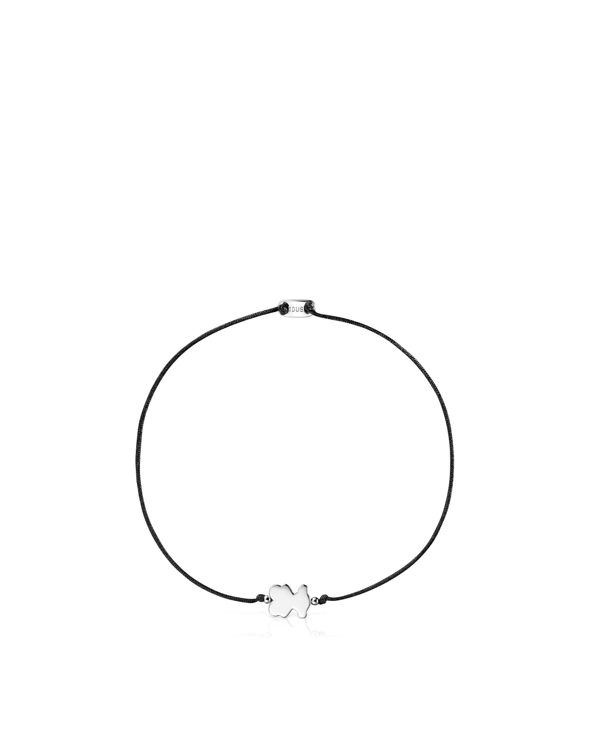 Pulseira Sweet Dolls de Prata e Nylon com Urso Prateado-2