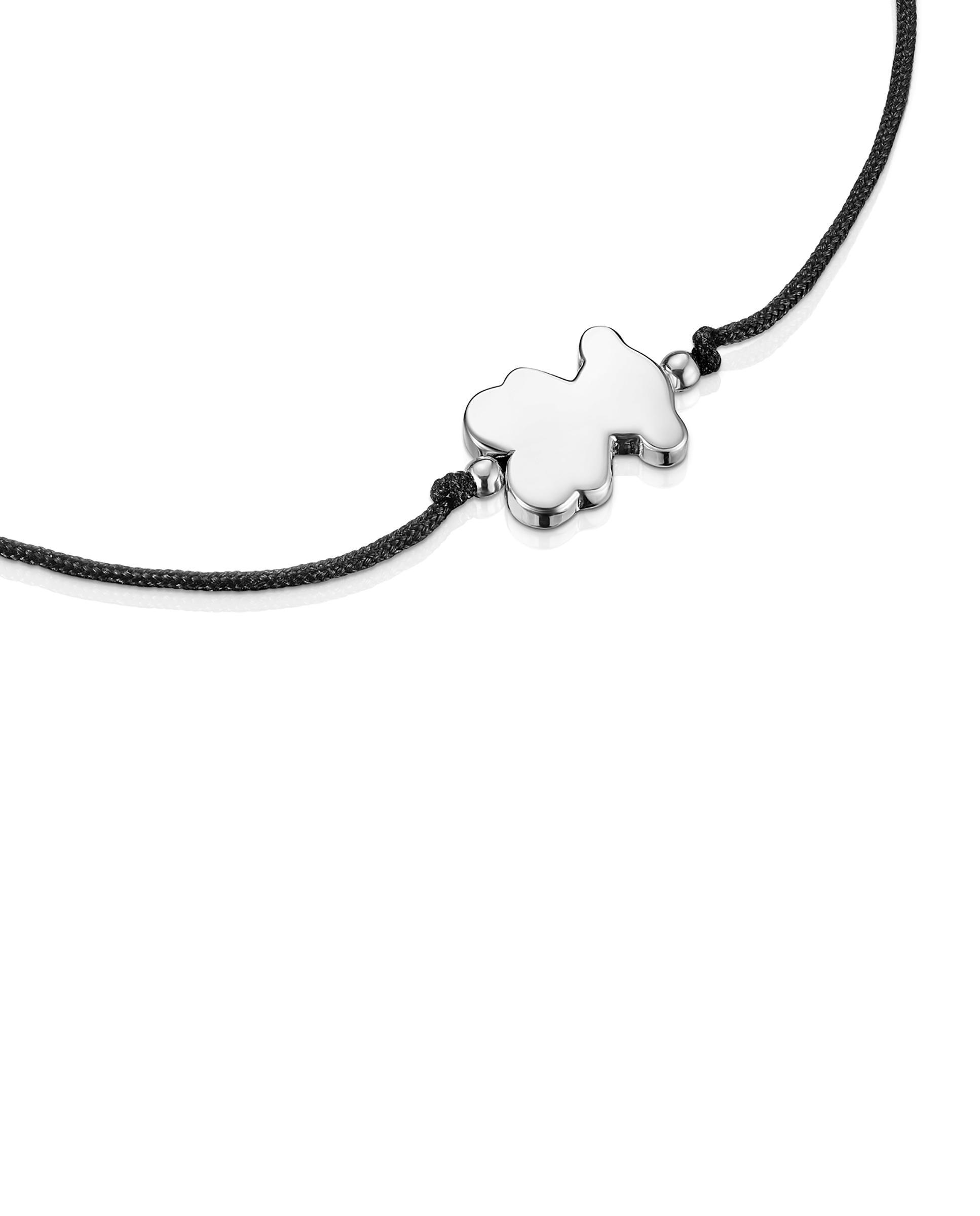 Pulseira Sweet Dolls de Prata e Nylon com Urso Prateado-3