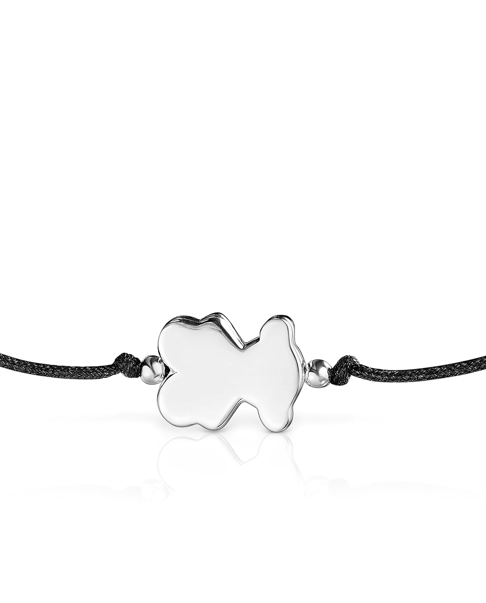 Pulseira Sweet Dolls de Prata e Nylon com Urso Prateado-4