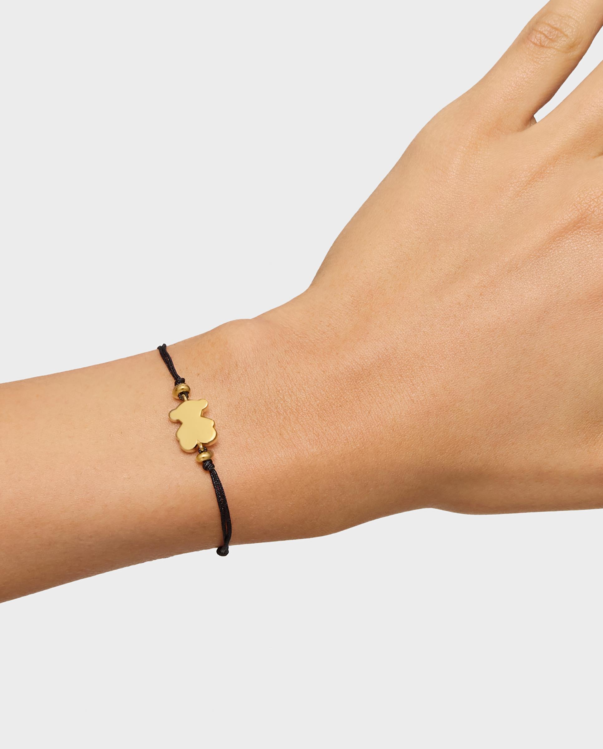 Imagen 5 de Pulsera sweet dolls bañada en oro 18 kt sobre plata y nylon con oso - Tous - Dorado Dorado