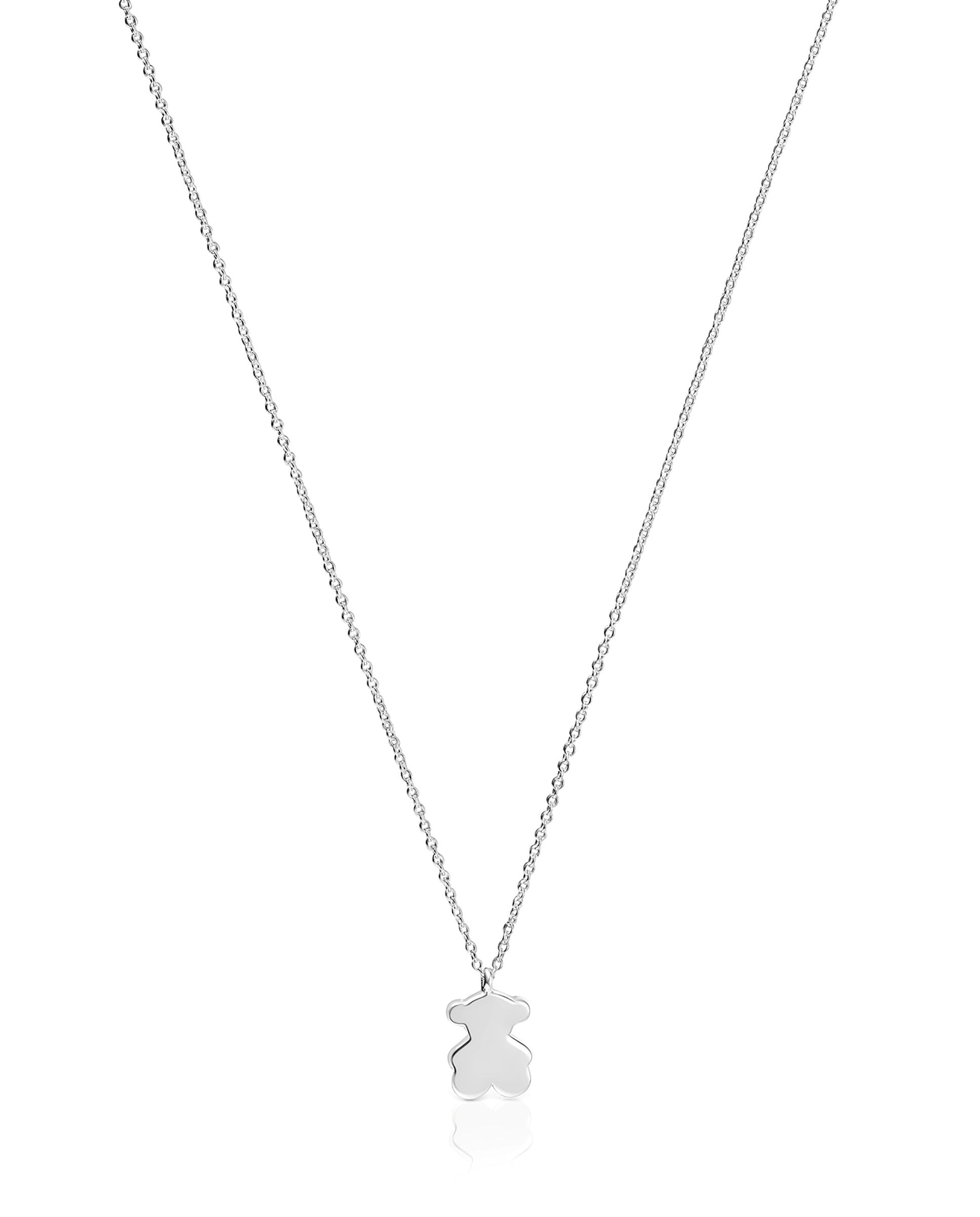 Colar Sweet Dolls Curto de Prata com Urso Prateado-1