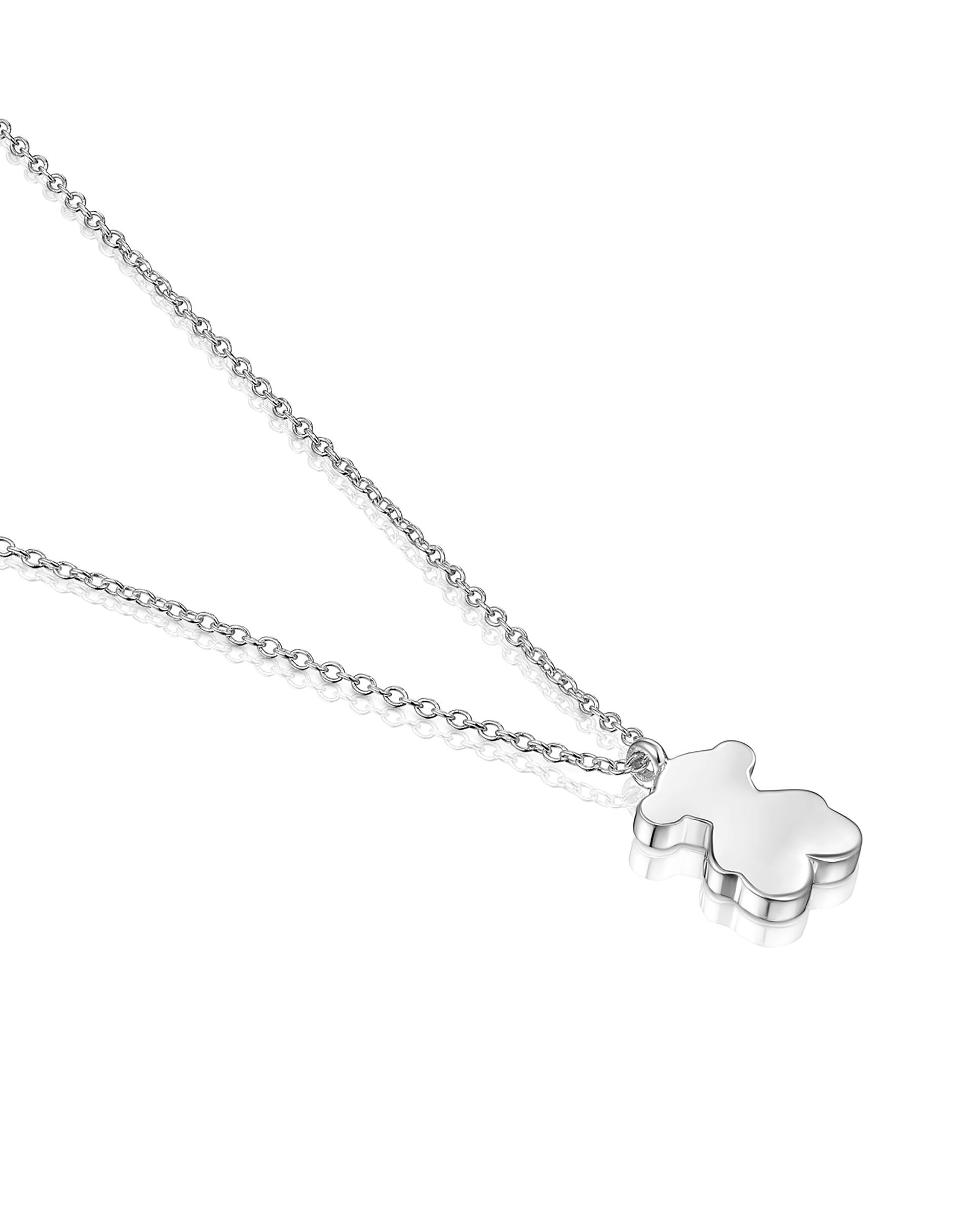Colar Sweet Dolls Curto de Prata com Urso Prateado-3