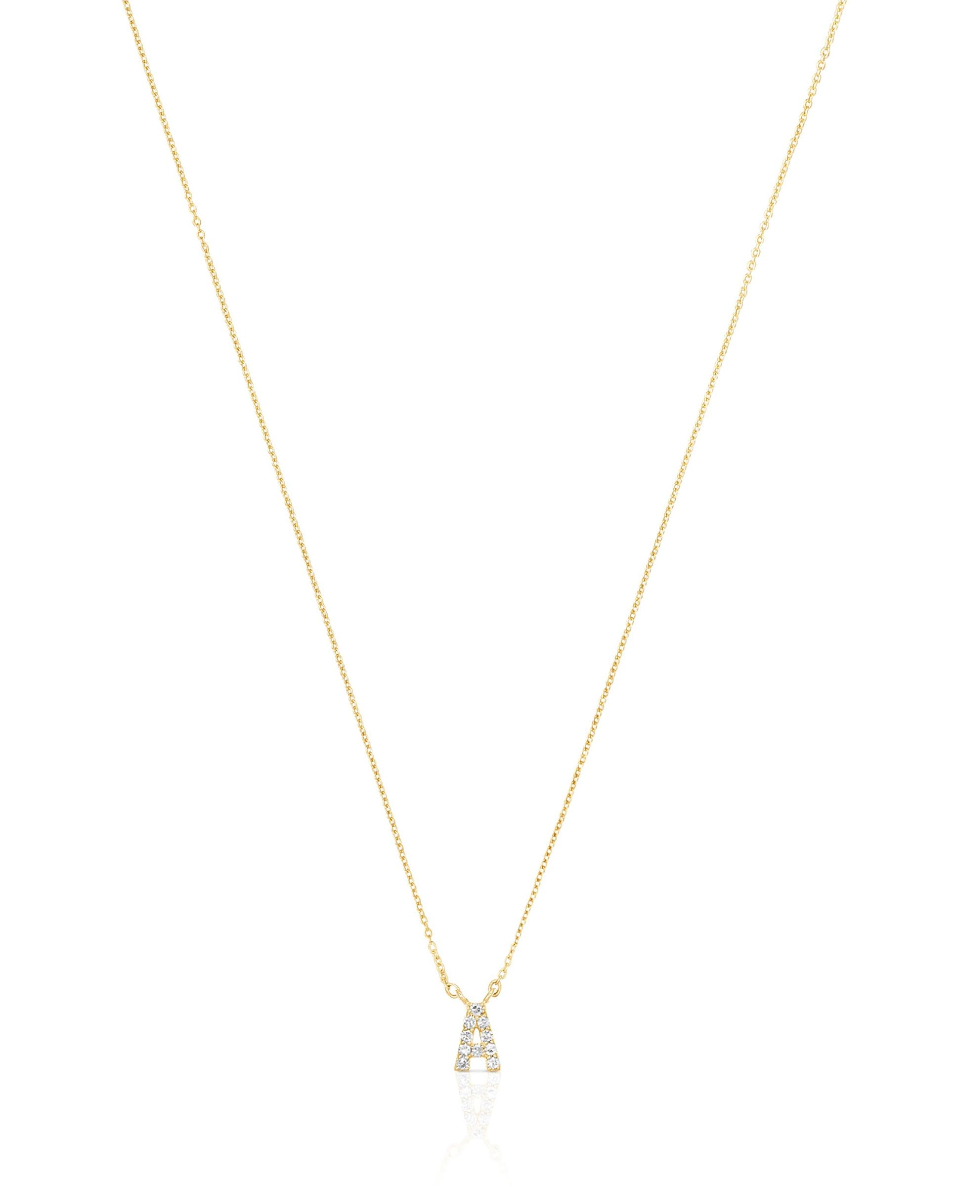 Colar Alphabet Curto de Ouro e Diamantes Letra a Branco-2