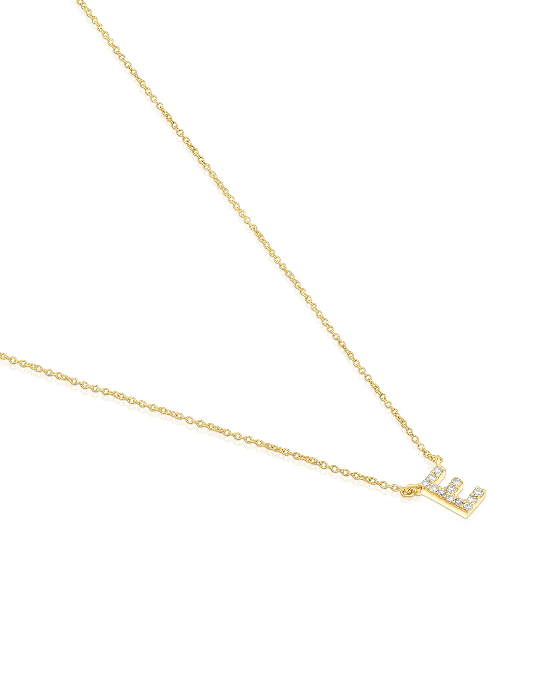 Colar Alphabet Curto de Ouro e Diamantes Letra e Branco-3