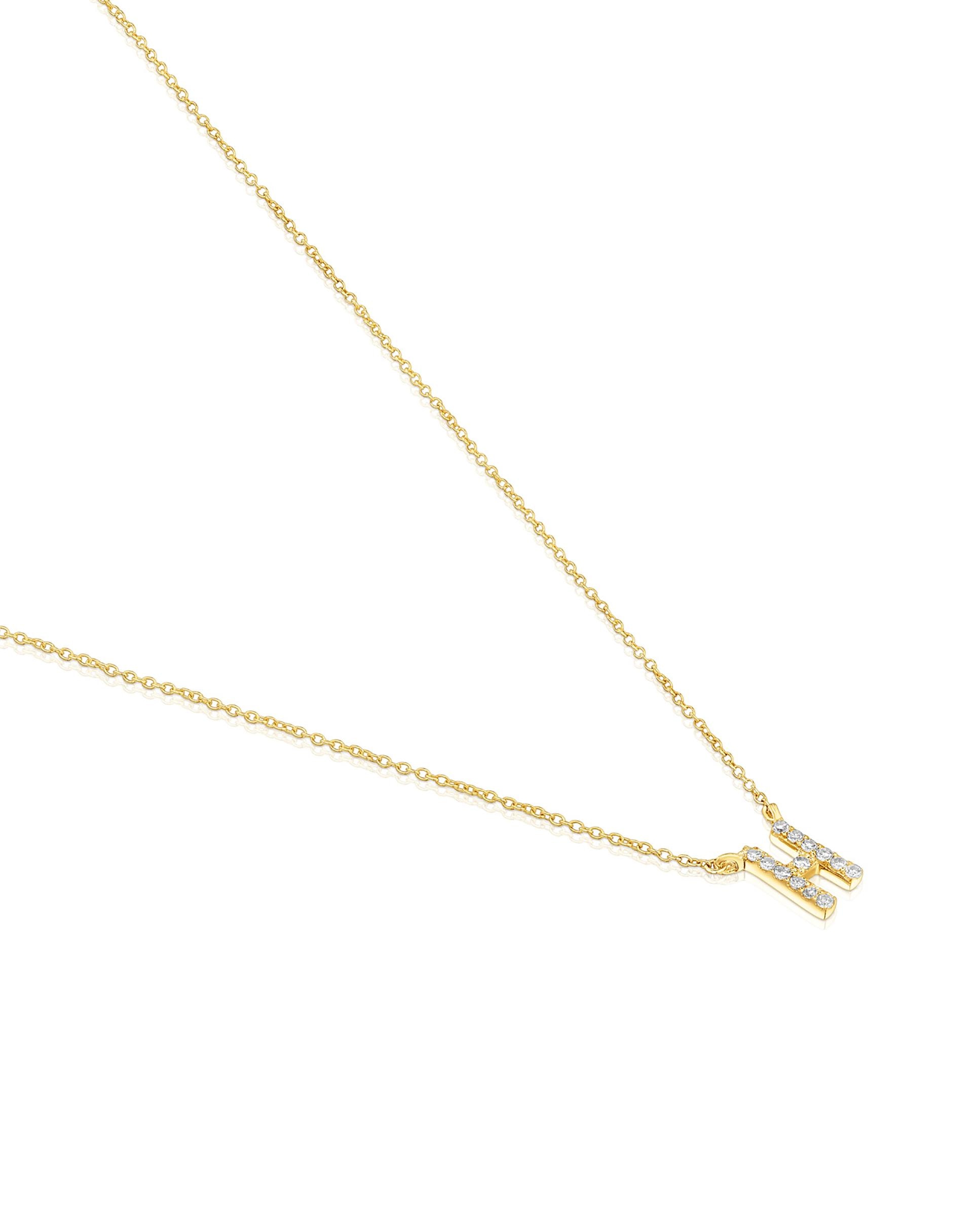 Colar Alphabet Curto de Ouro e Diamantes Letra H Branco-3