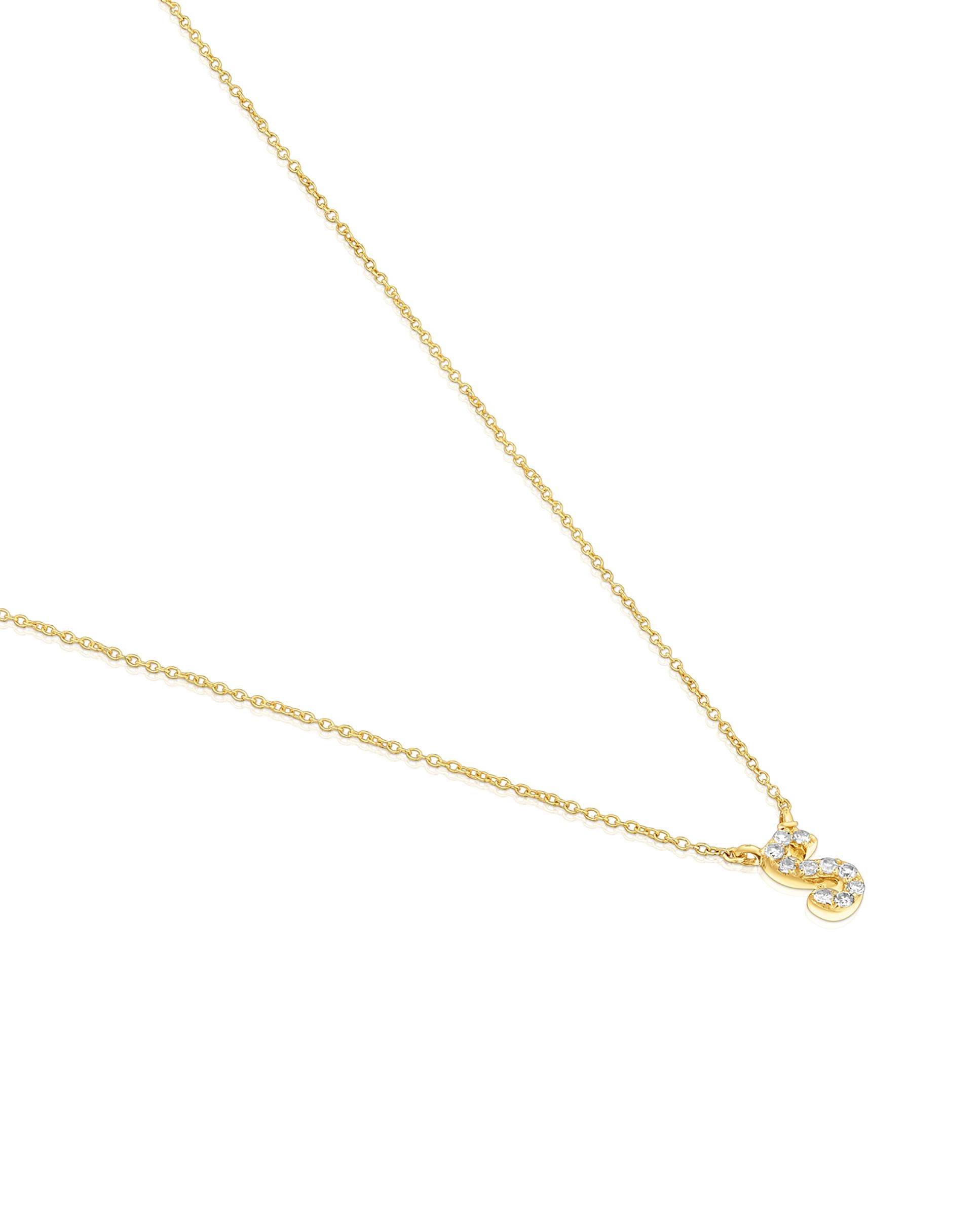 Colar Alphabet Curto de Ouro e Diamantes Letra S Branco-3