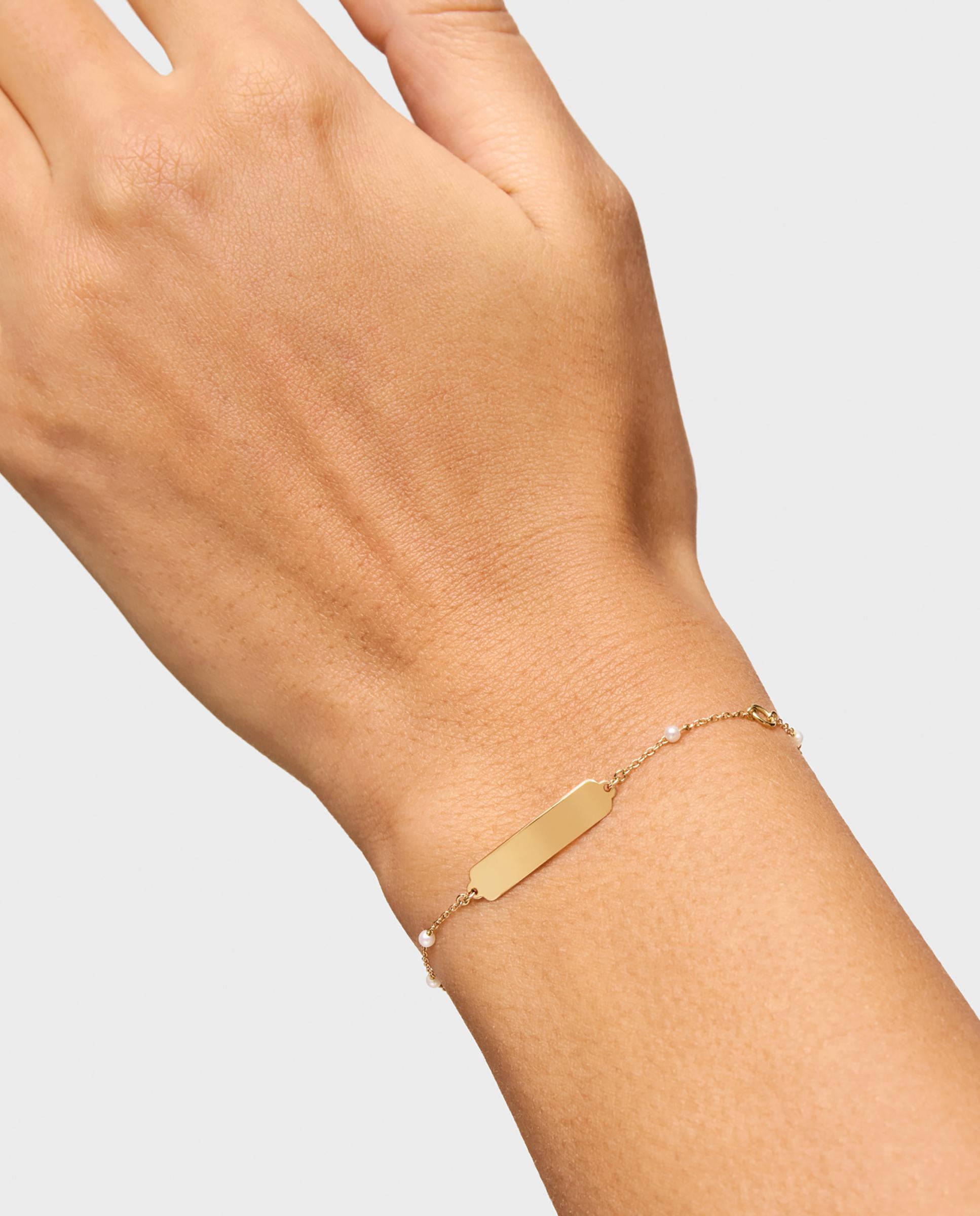 Pulsera baby placa de oro y perlas - Tous - Blanco Blanco-5