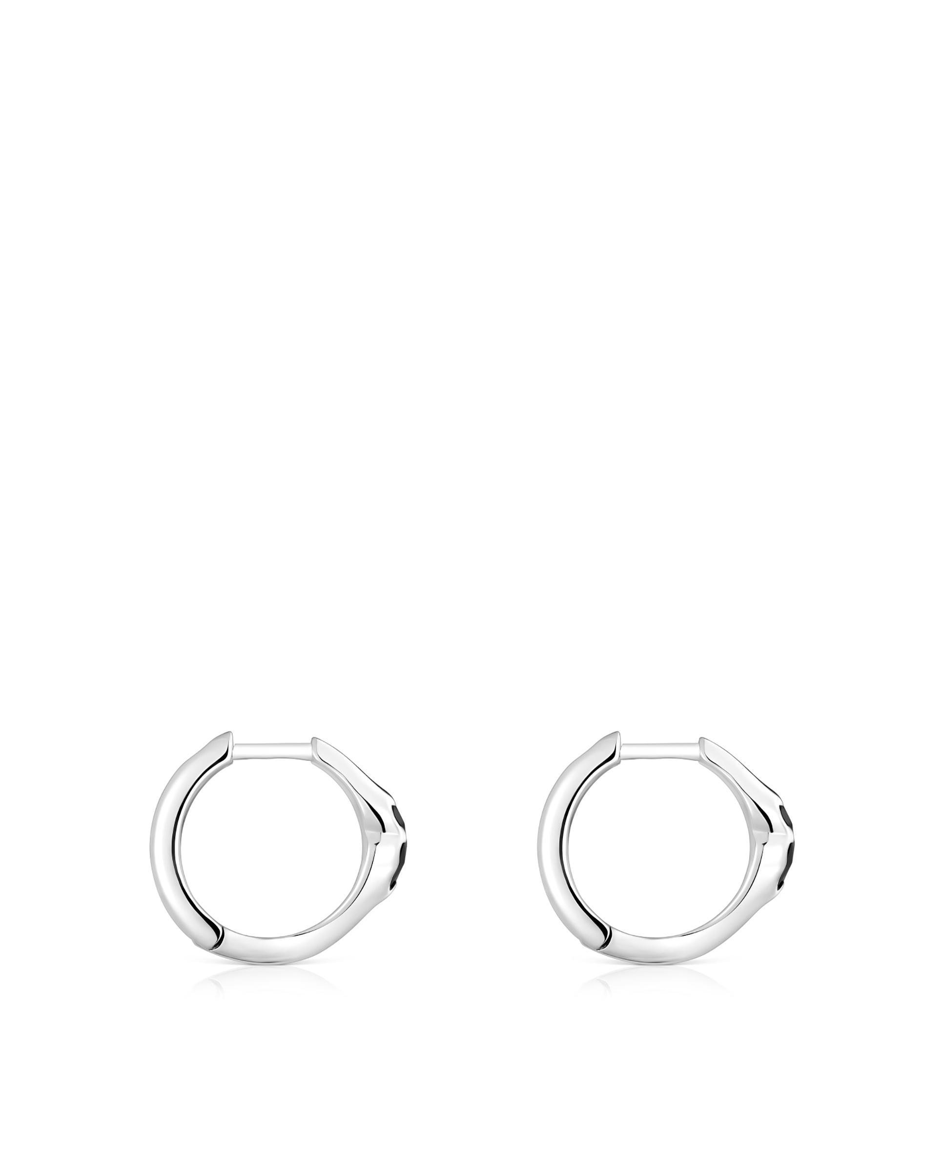 Piercing Icon Color de Argola de Prata com Urso em Onix Preto / Prateado-2