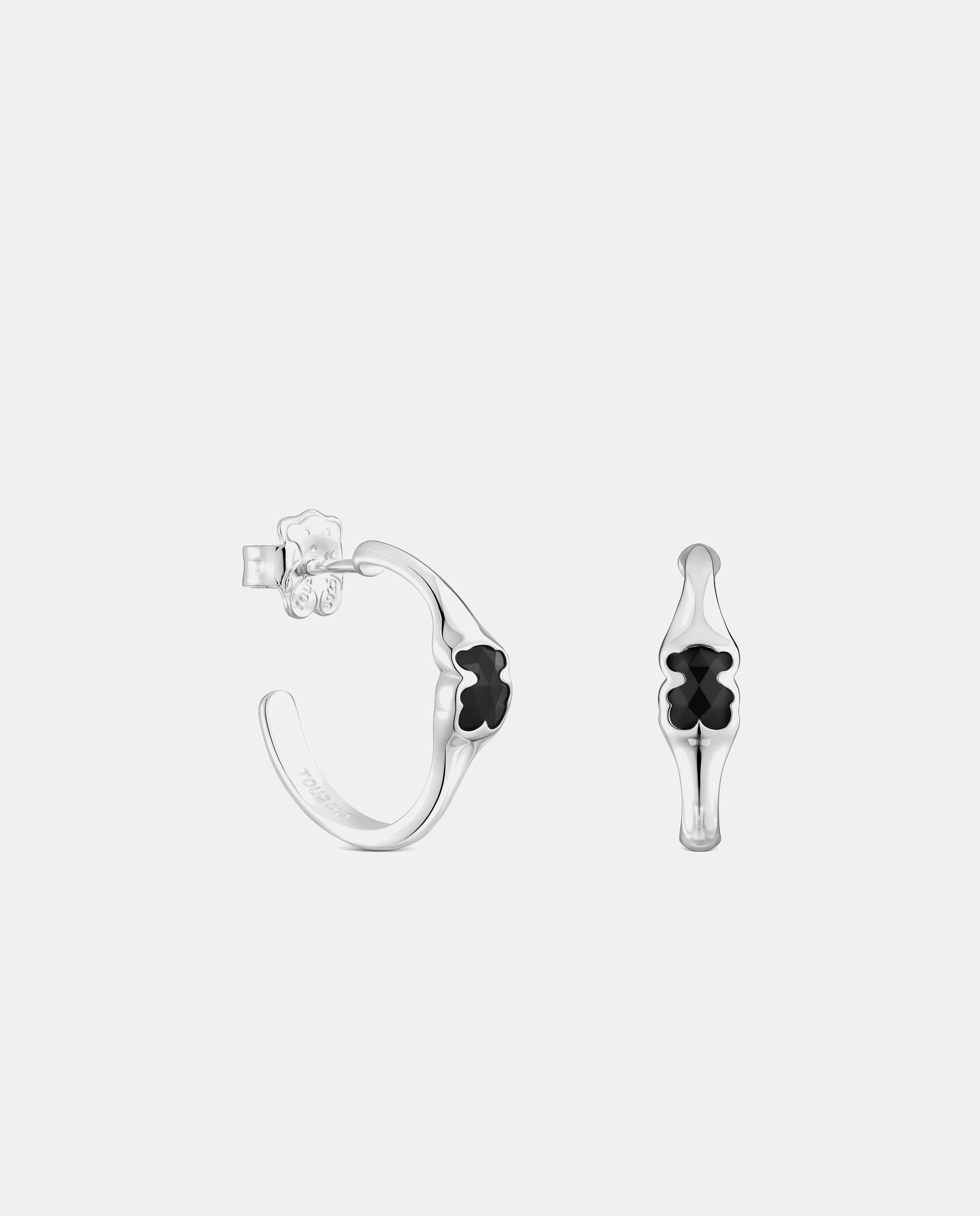Pendientes de aro icon color de plata con oso en ónix - Tous - Negro Negro-1
