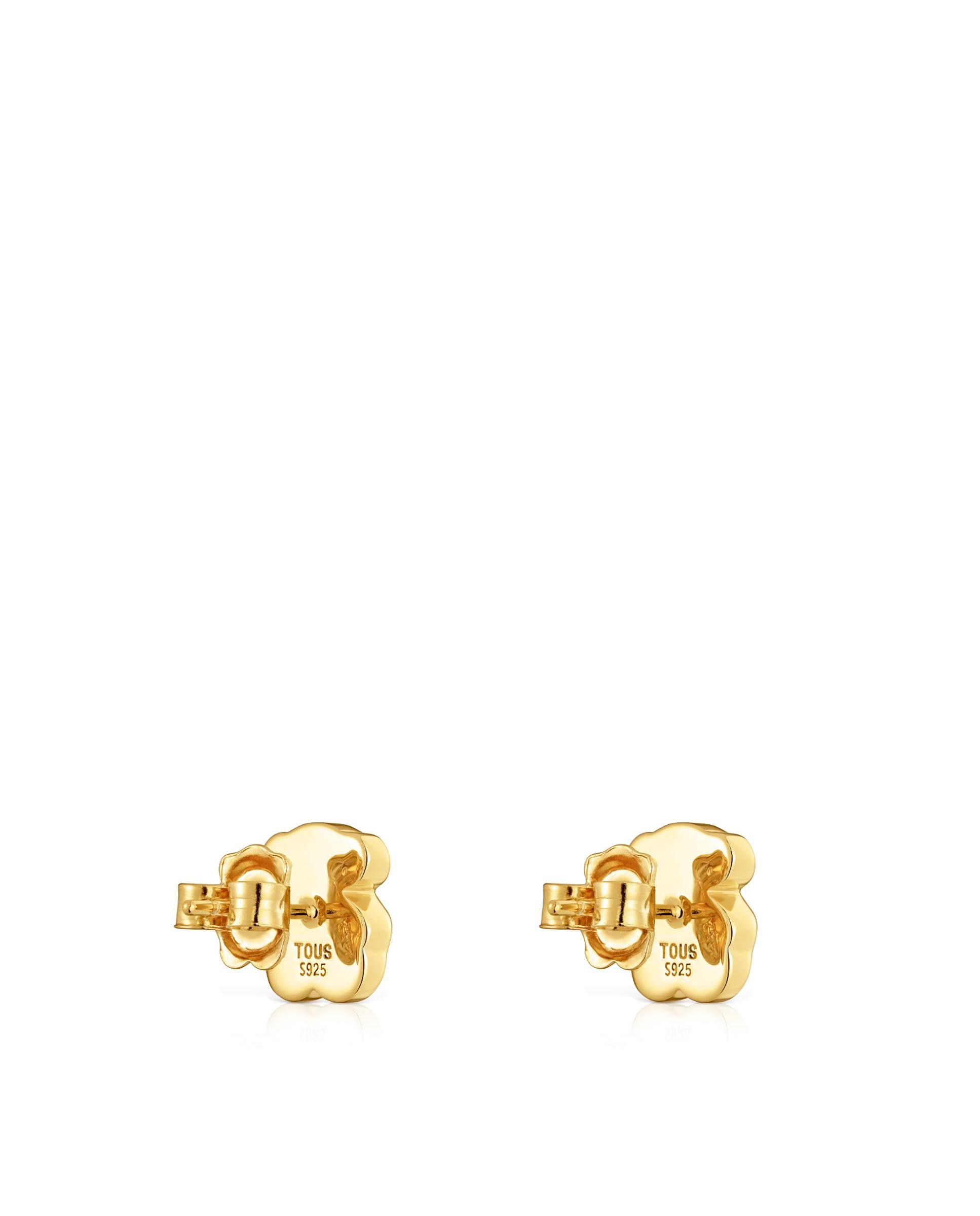 Brincos Icon Color Urso Banhados em Ouro 18 Kt sobre Prata com Ónix Preto-3