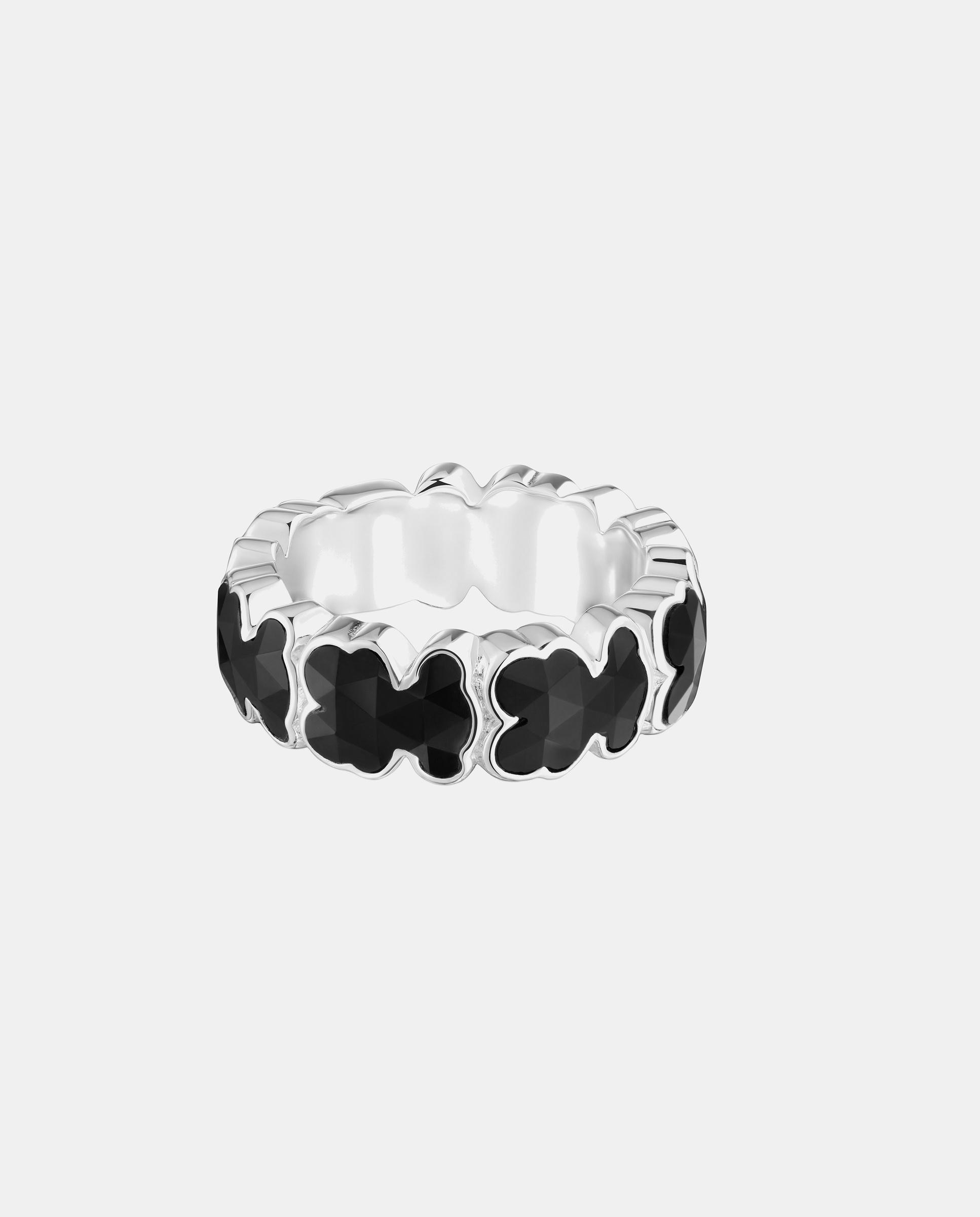 Anillo icon color mediano de plata con osos en ónix - Tous - Negro Negro-2