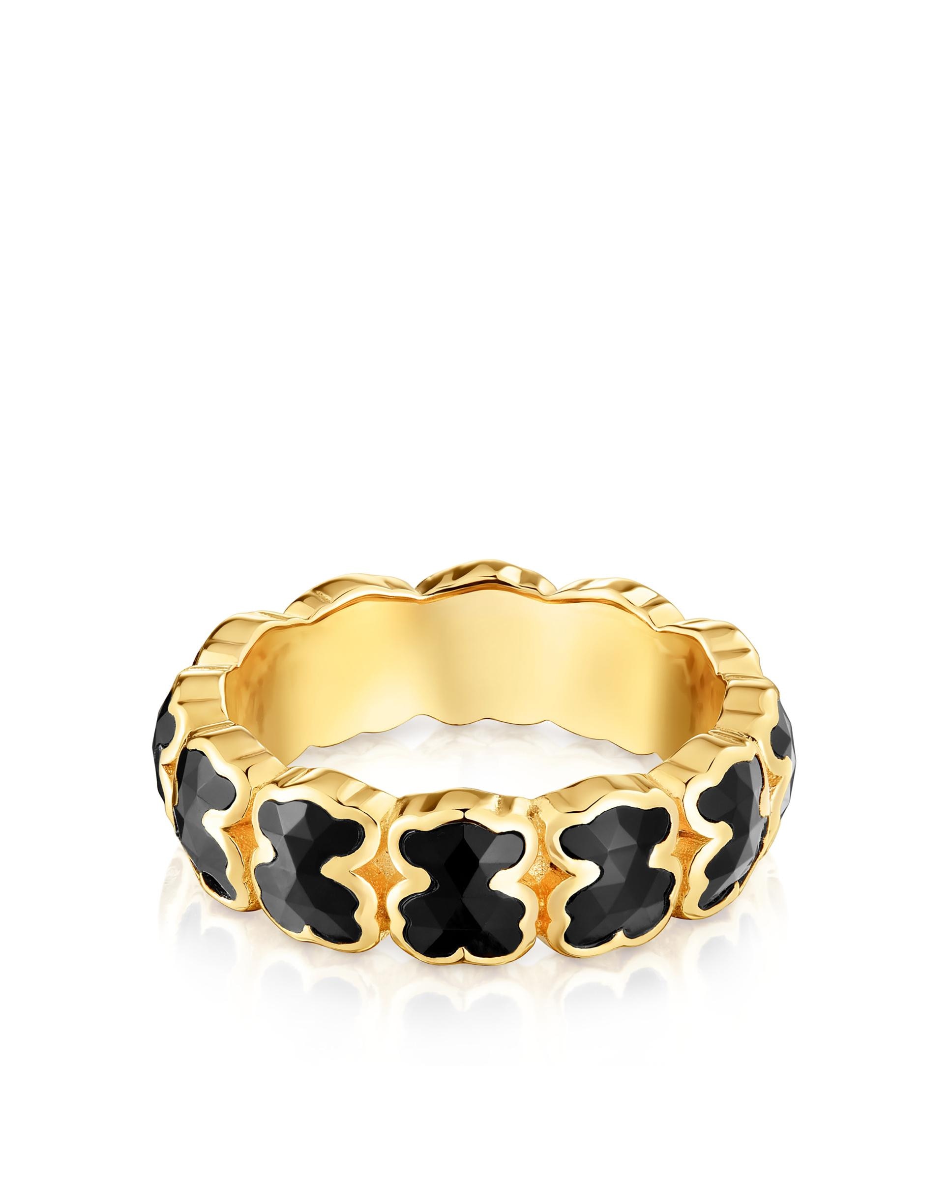 Anillo icon color mediano bañado en oro 18 kt sobre plata con osos en ...