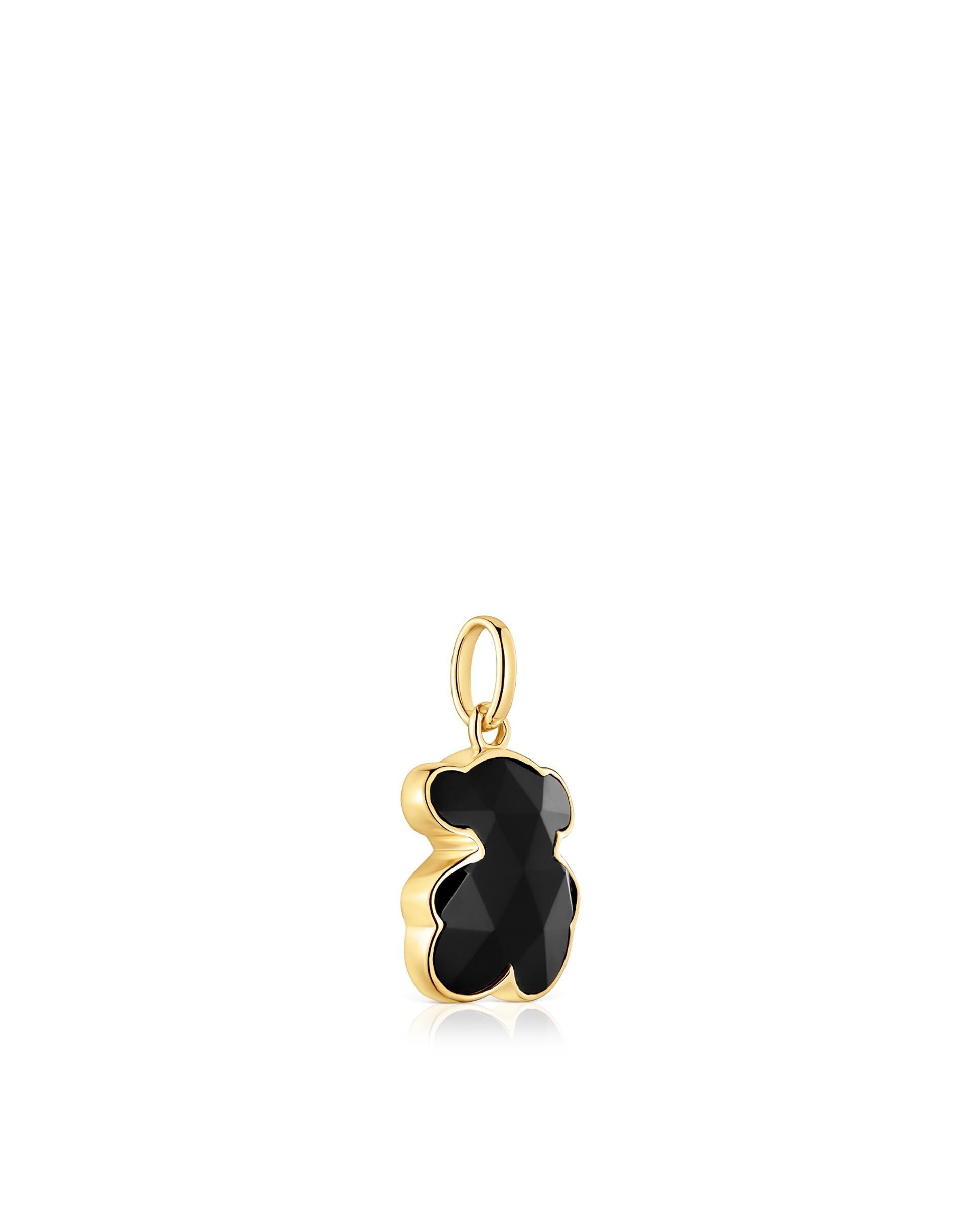 Pingente Icon Color Pequeno Banhado em Ouro 18 Kt sobre Prata com Urso em Ónix Preto-2