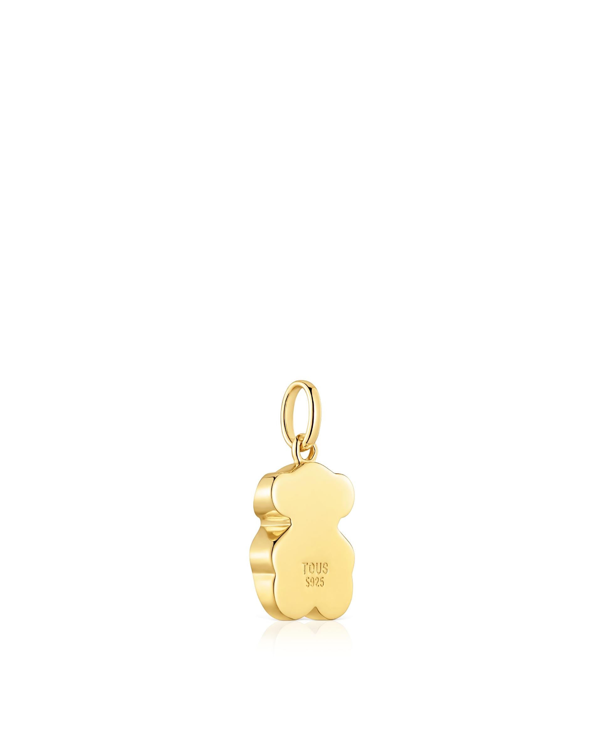 Pingente Icon Color Pequeno Banhado em Ouro 18 Kt sobre Prata com Urso em Ónix Preto-3