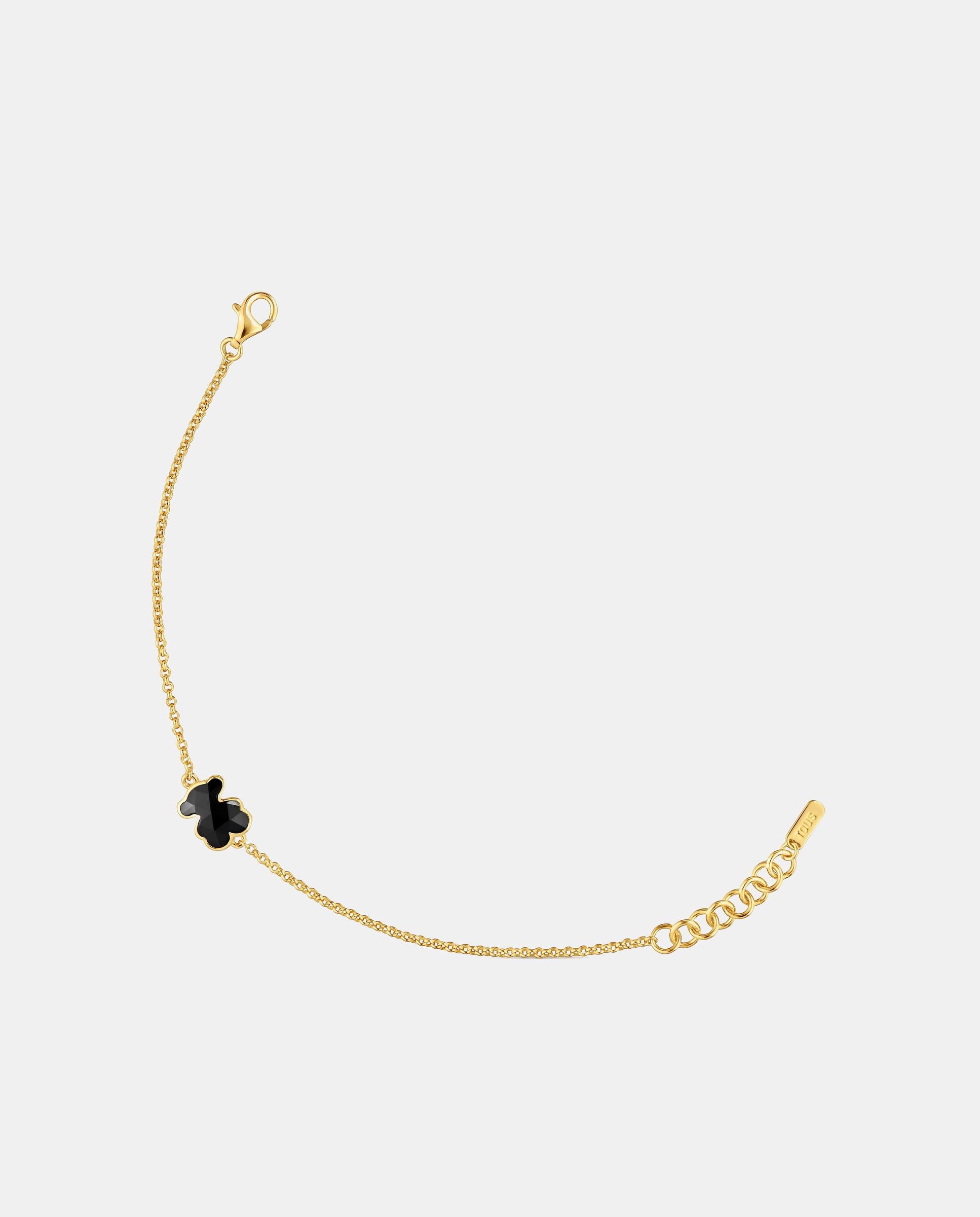 Imagen 1 de Pulsera icon color bañado en oro 18 kt sobre plata y oso en ónix - Tous - Negro Negro