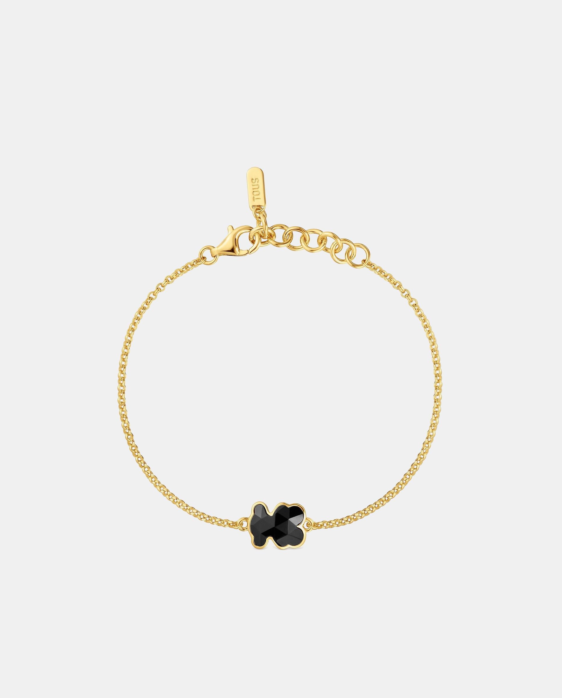 Imagen 2 de Pulsera icon color bañado en oro 18 kt sobre plata y oso en ónix - Tous - Negro Negro