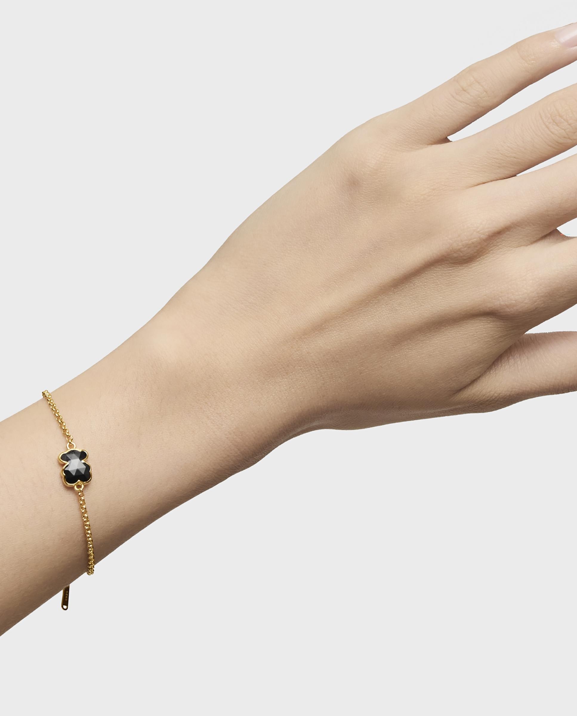 Imagen 5 de Pulsera icon color bañado en oro 18 kt sobre plata y oso en ónix - Tous - Negro Negro
